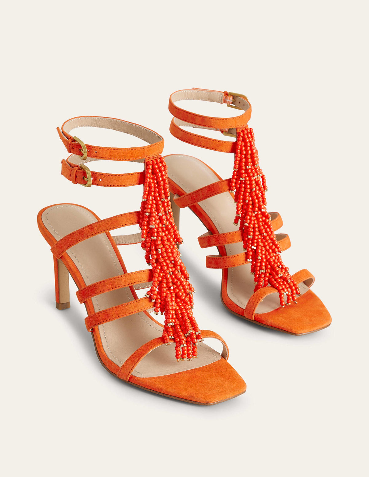 Beaded Heeled Sandals-Blood Orange-4