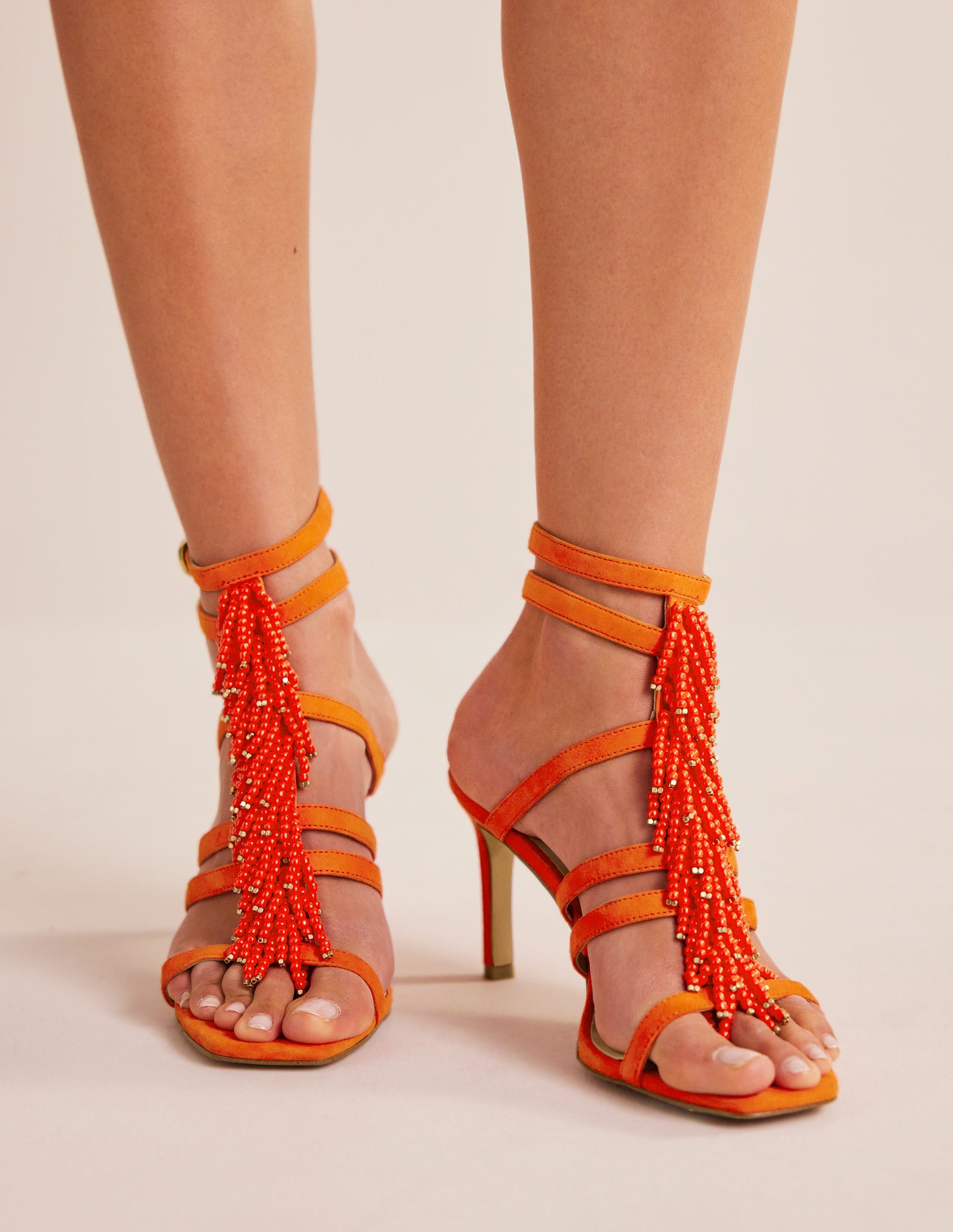 Beaded Heeled Sandals-Blood Orange-2
