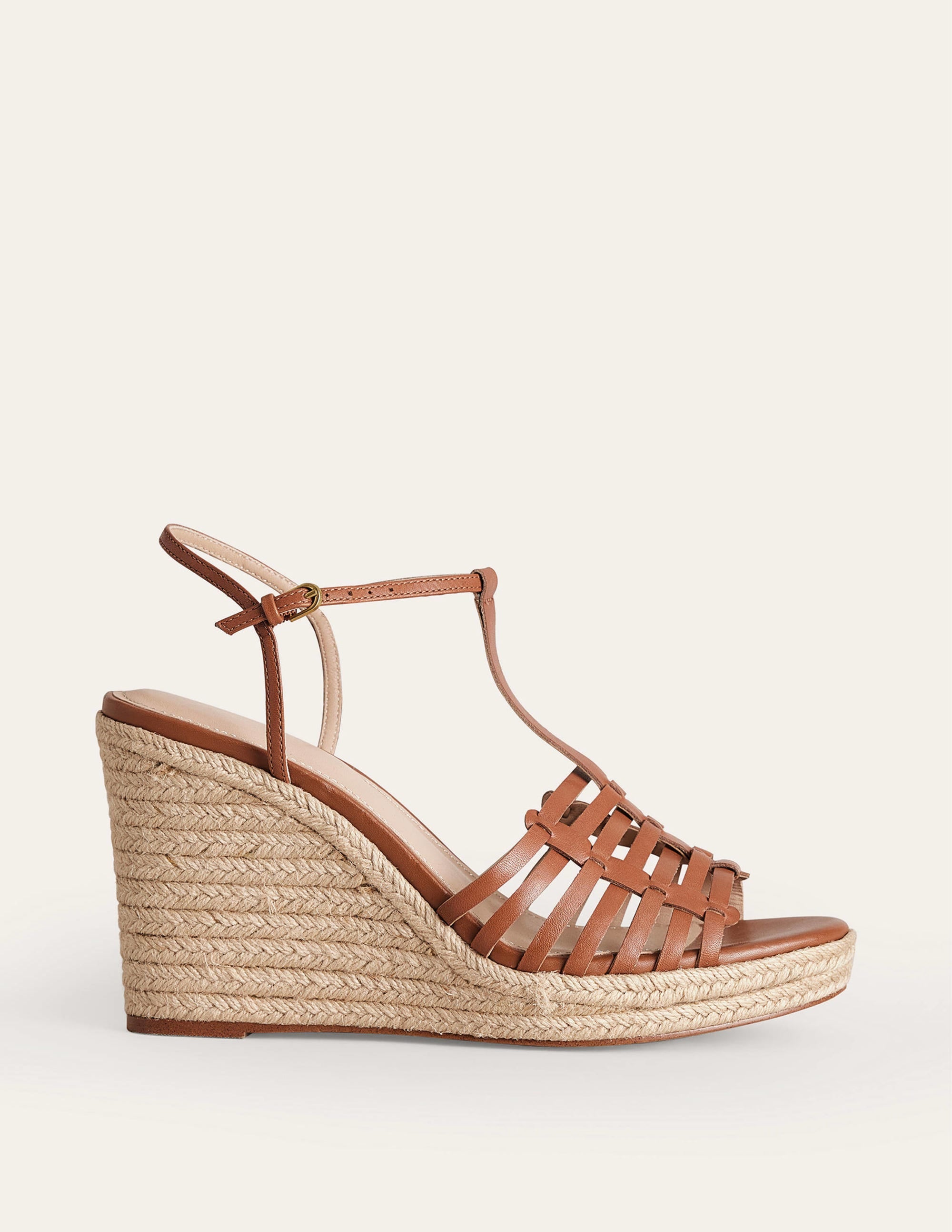 Strappy Espadrille Wedges-Tan - Image 3