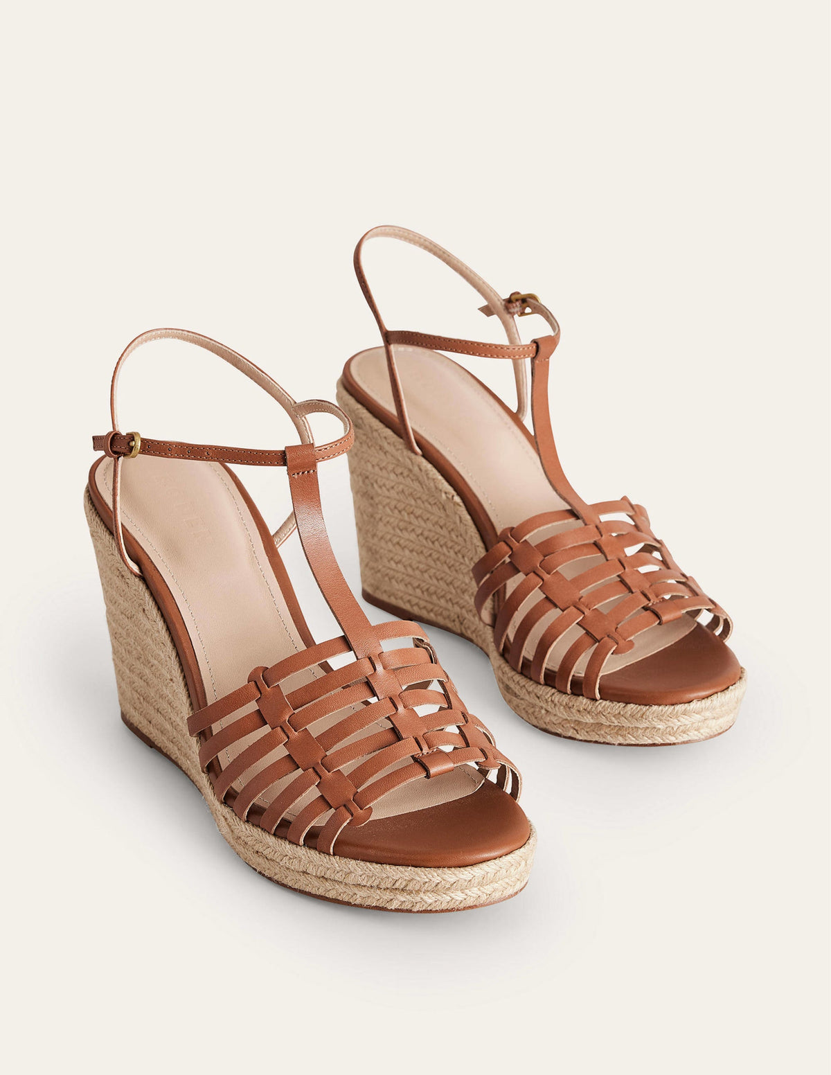 Strappy Espadrille Wedges-Tan - Image 4
