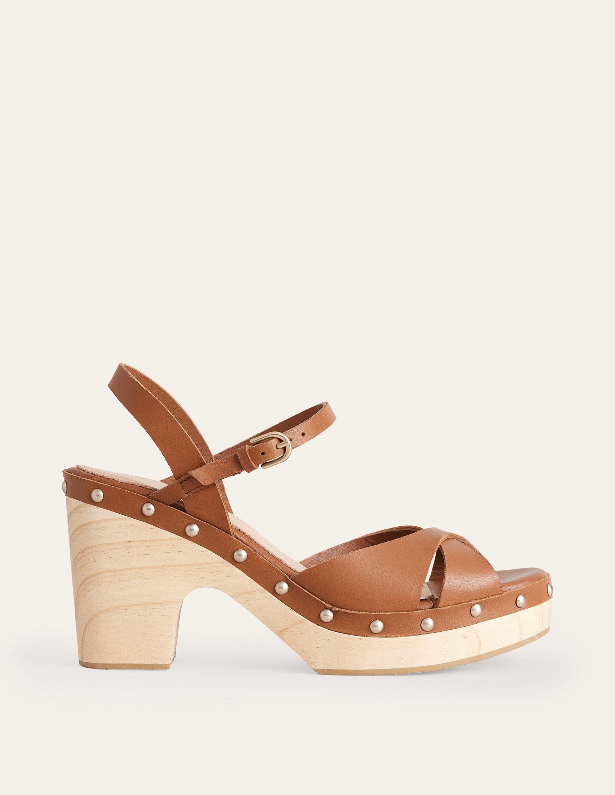 Cross-Strap Platform Clogs-Tan - Image 2