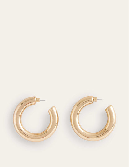 Chunky Hoop Earrings-Gold-2