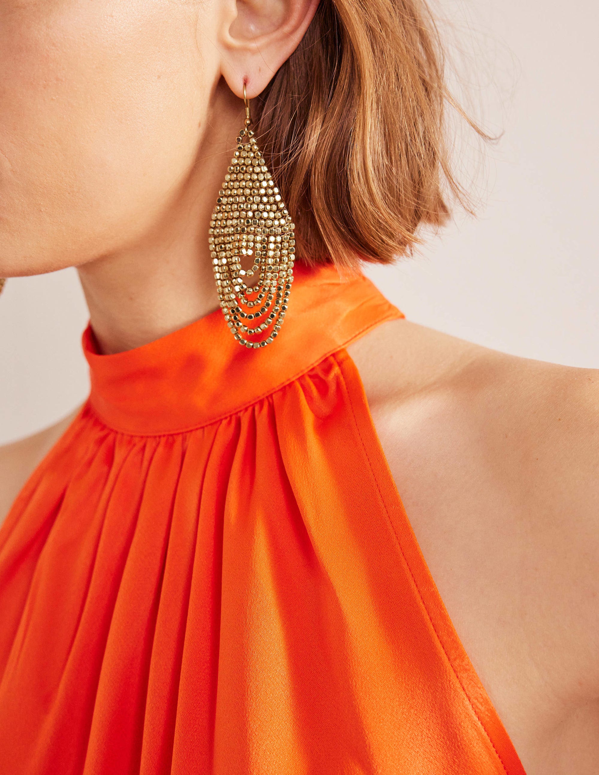 Bead Layer Earrings-Gold - Image 1