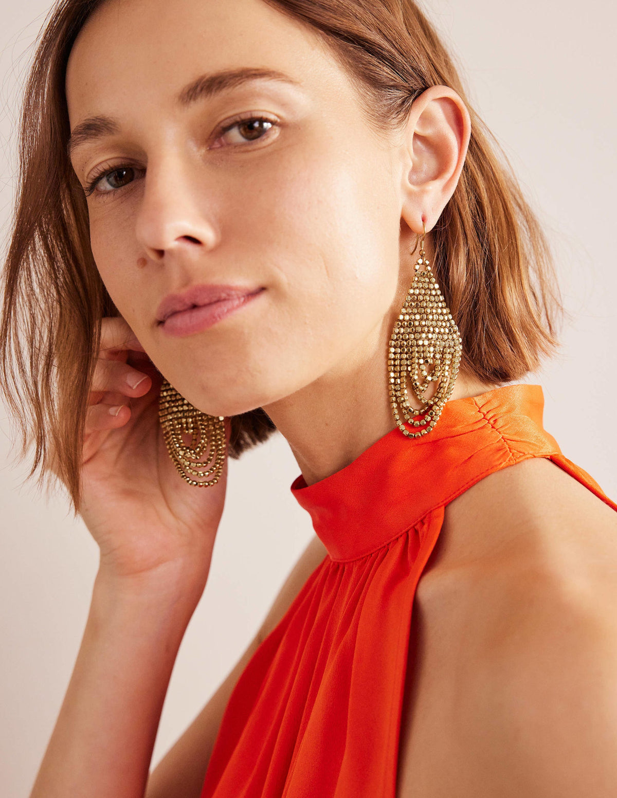Bead Layer Earrings-Gold - Image 2