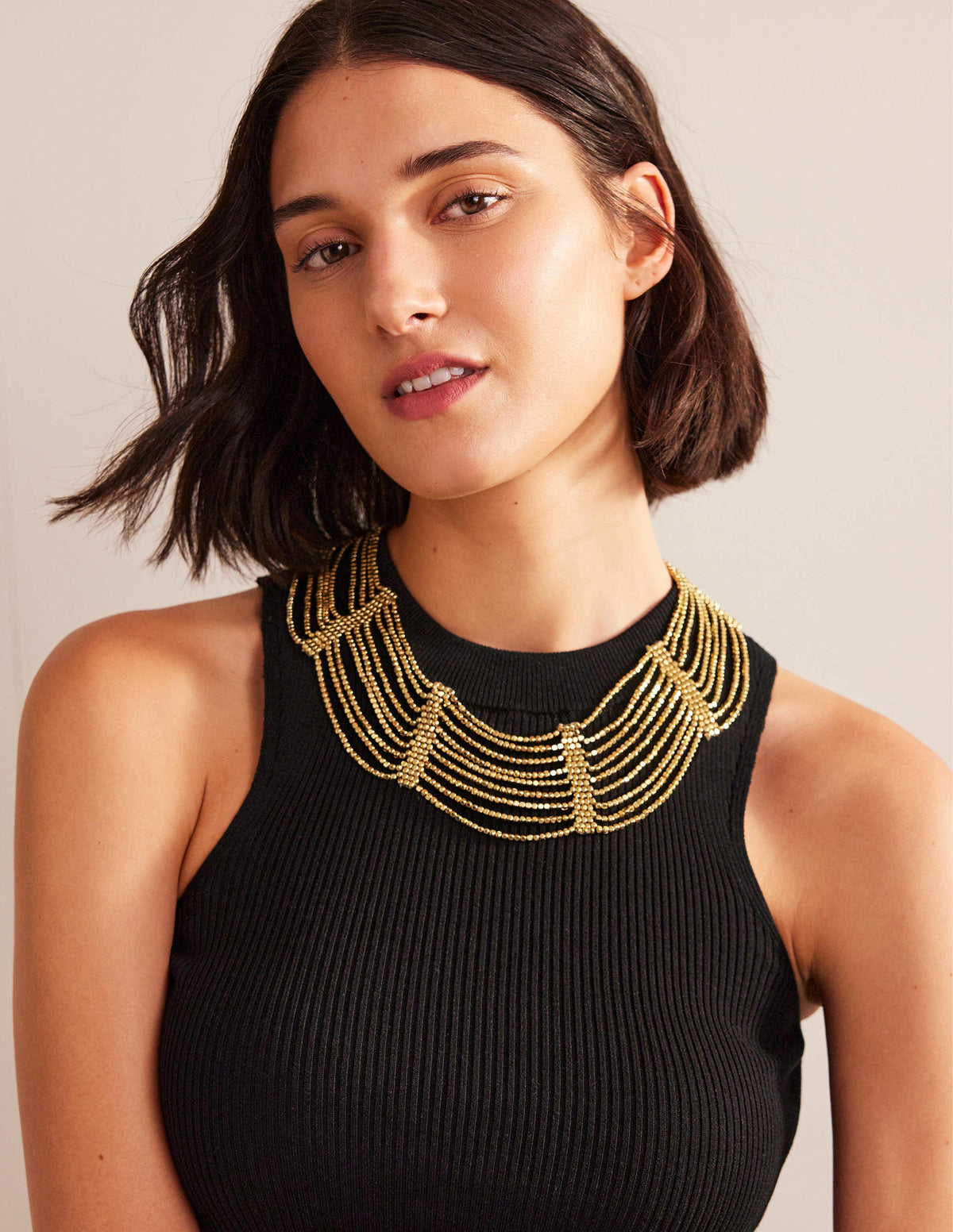 Bead Layer Necklace-Gold - Image 1