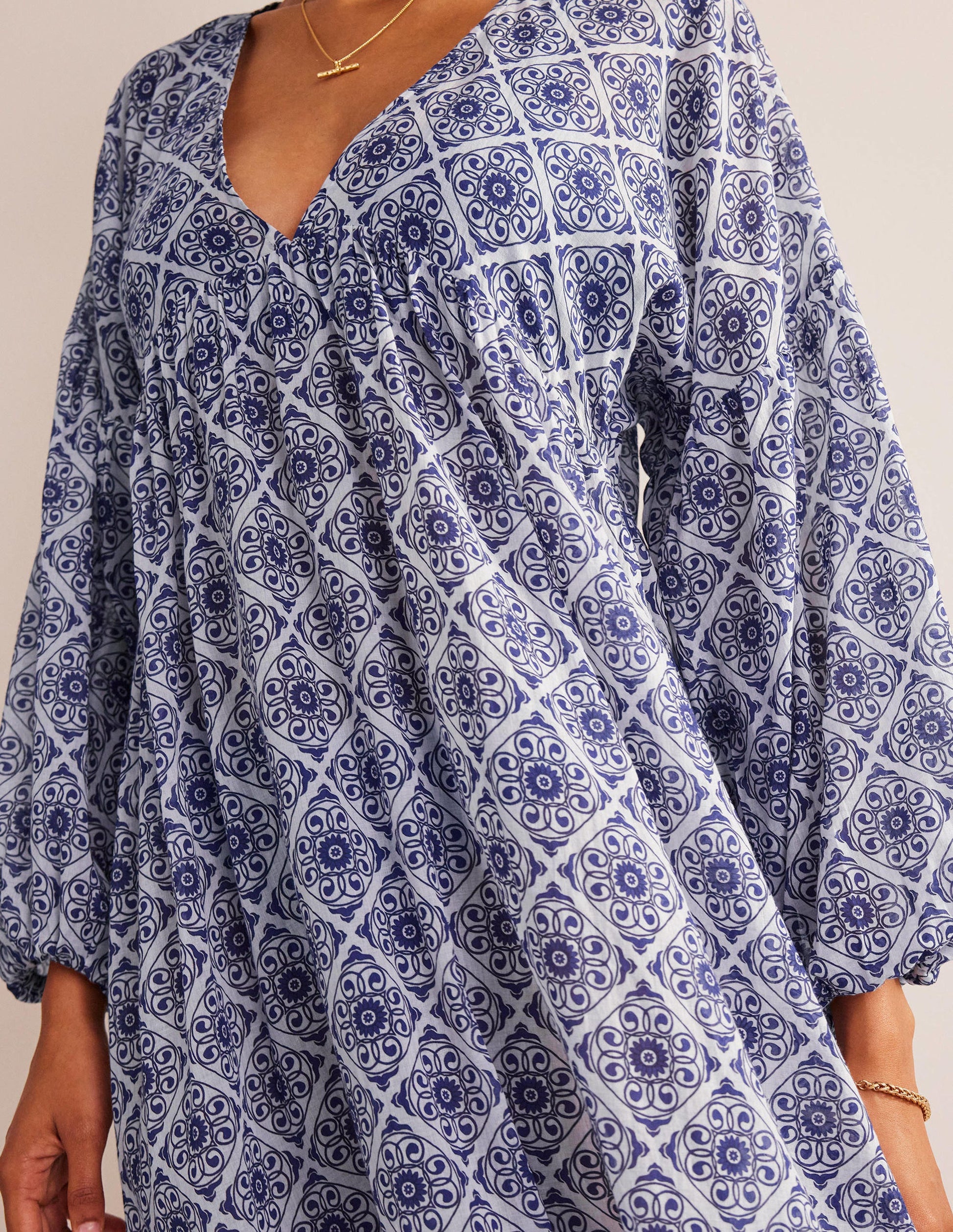 Sarah Maxi Kaftan Dress-Ivory, Flora Swirl-2