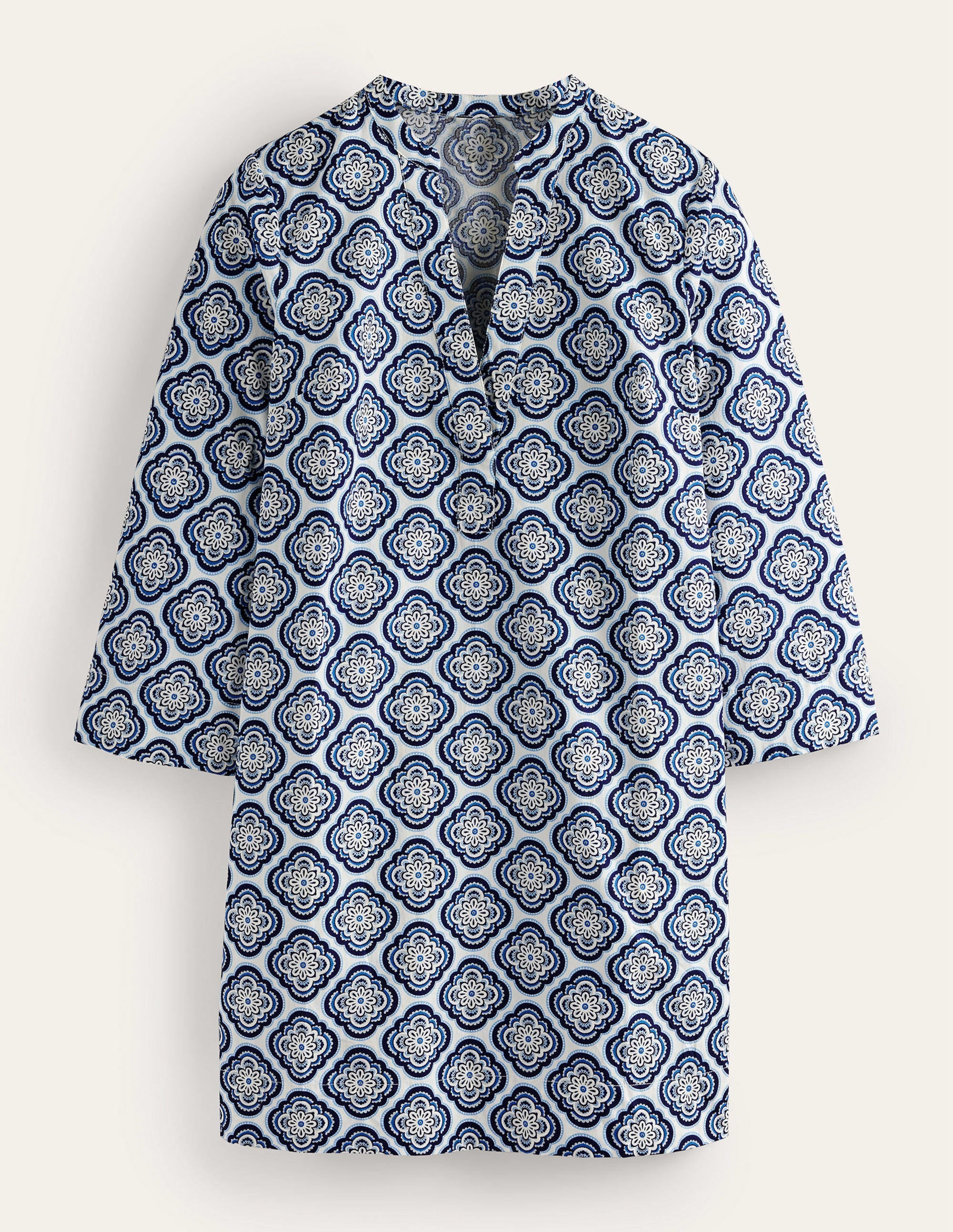 Notch Neck Mini Shift Dress-Heavenly Blue, Botanic Blush - Image 5