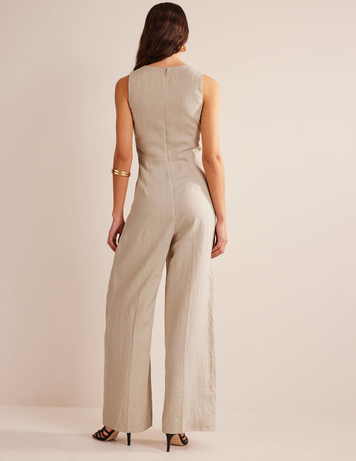 V-Neck Occasion Jumpsuit-Pebble - Image 4