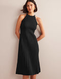 Sleeveless Knitted Midi Dress-Black