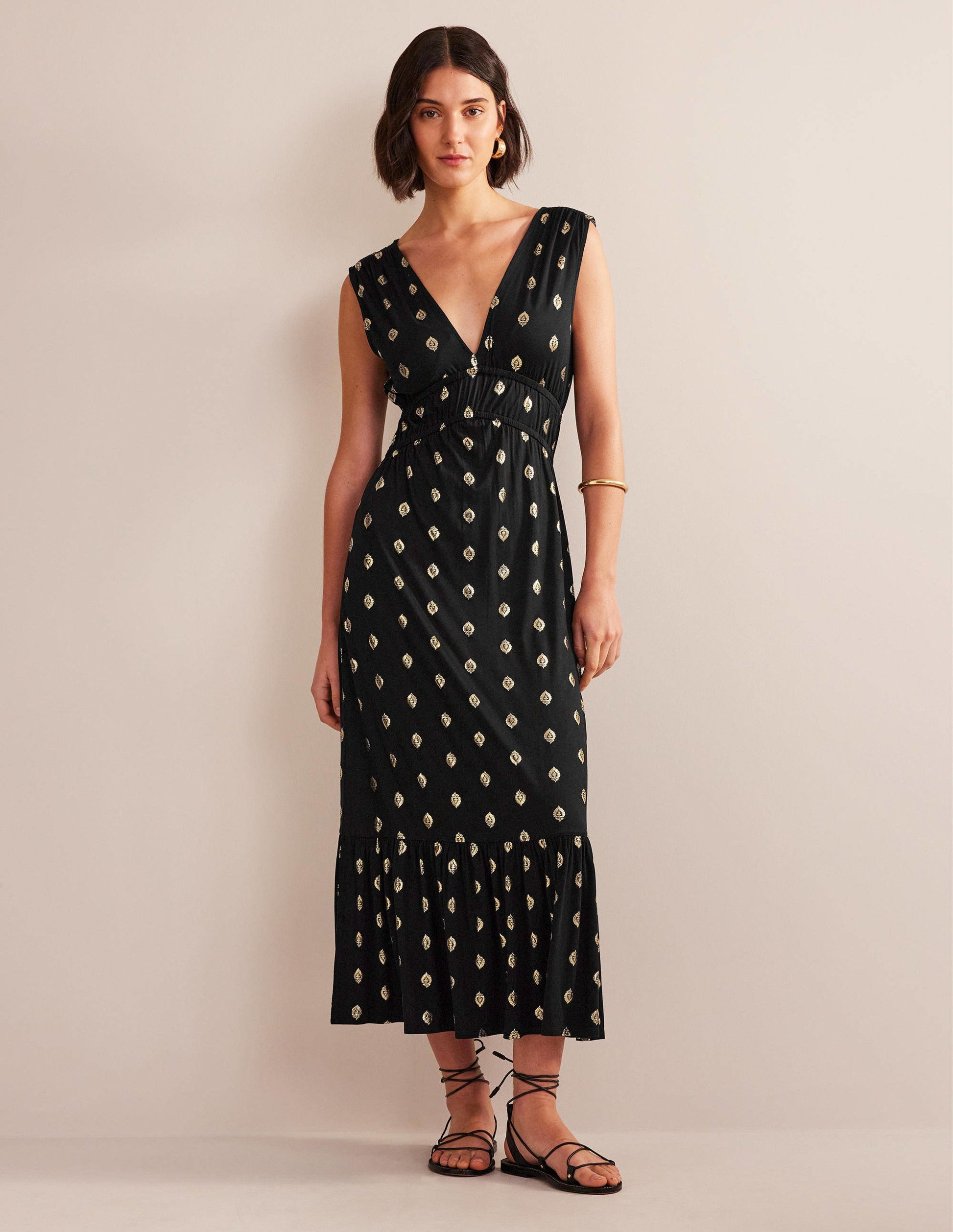 Sleeveless Knitted Midi Dress-Black-5