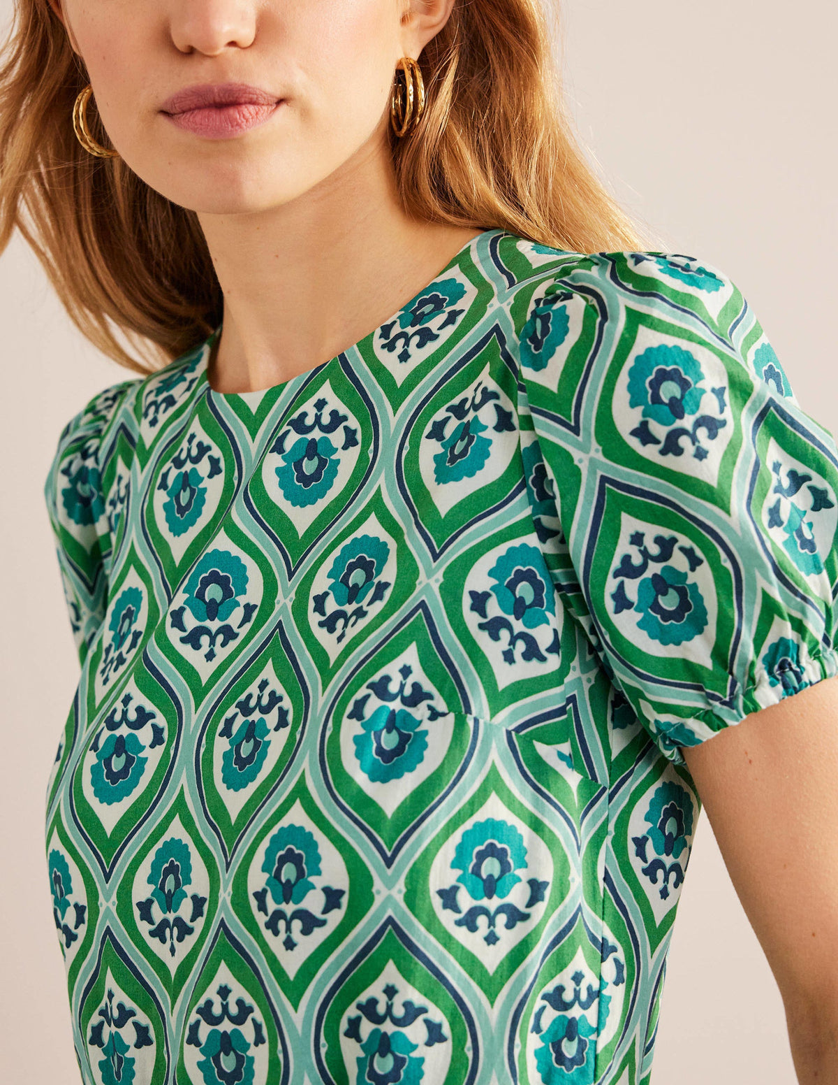 Full Skirted Mini Dress-Aquamarine, Geo Cascade-4