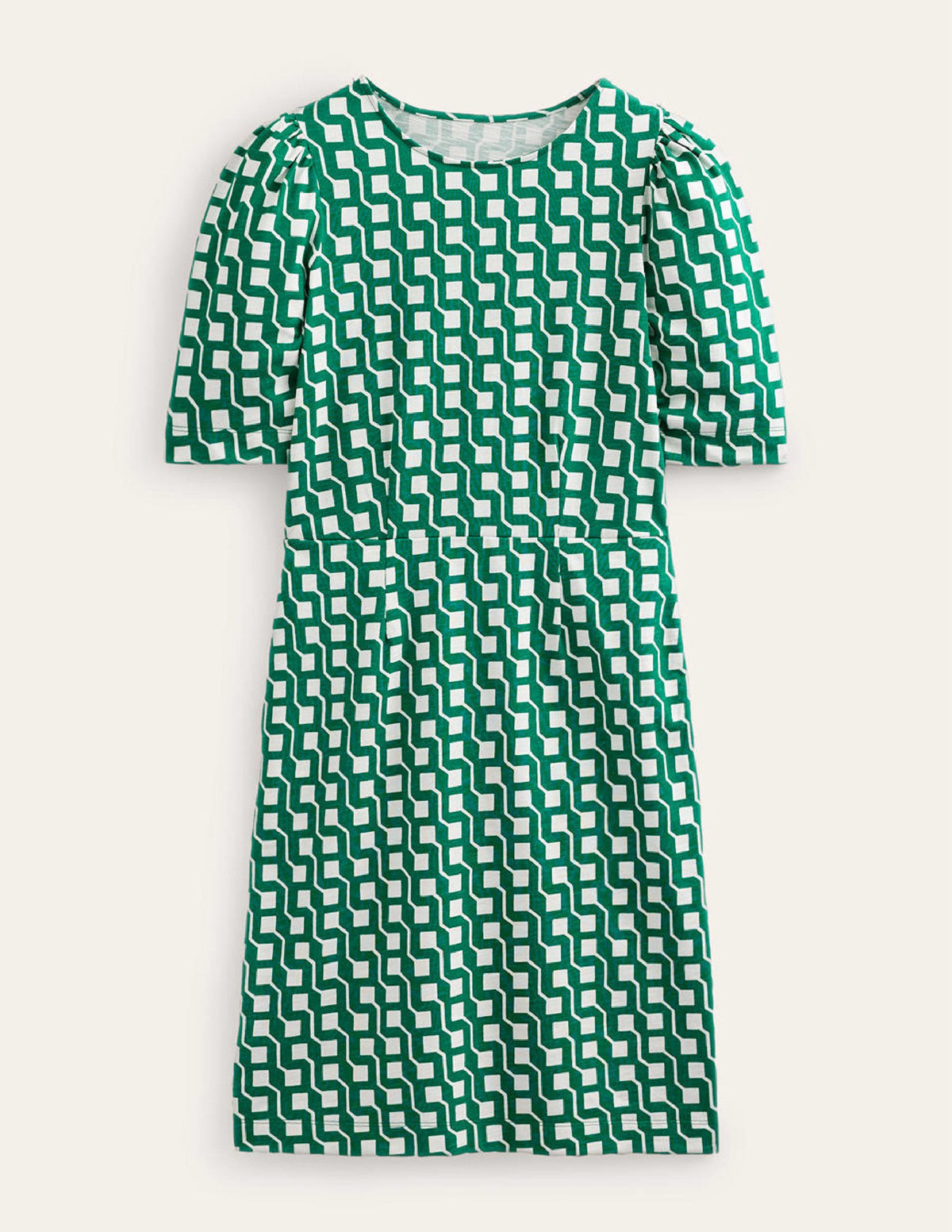 Zoe Jersey Dress-Bright Emerald, Cube Geo - Image 8