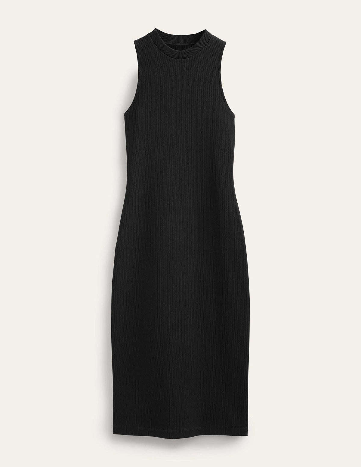 Racer Rib Jersey Midi Dress-Black - Image 5