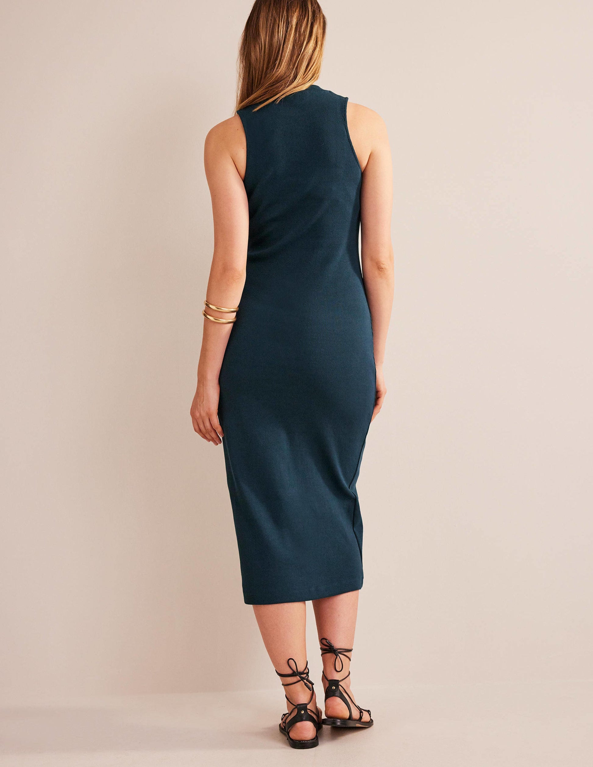 Racer Rib Jersey Midi Dress-Ink Pot-3