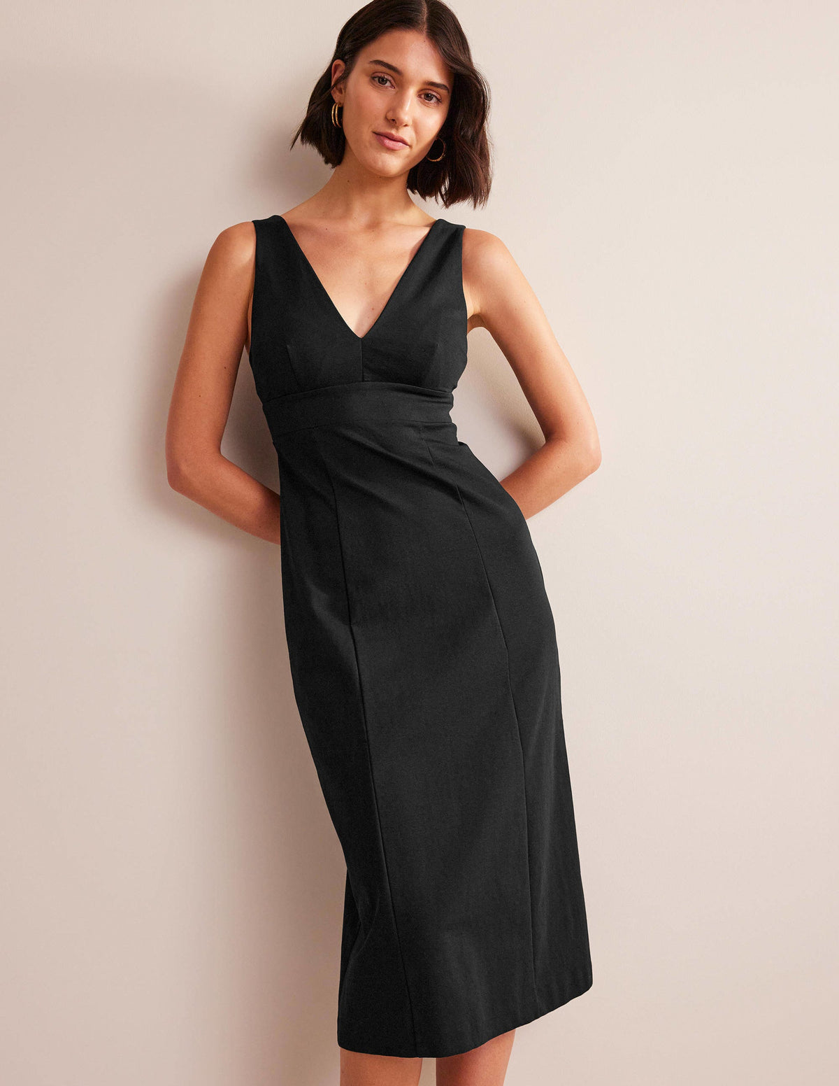 Strappy Back Jersey Midi Dress-Black - Image 1