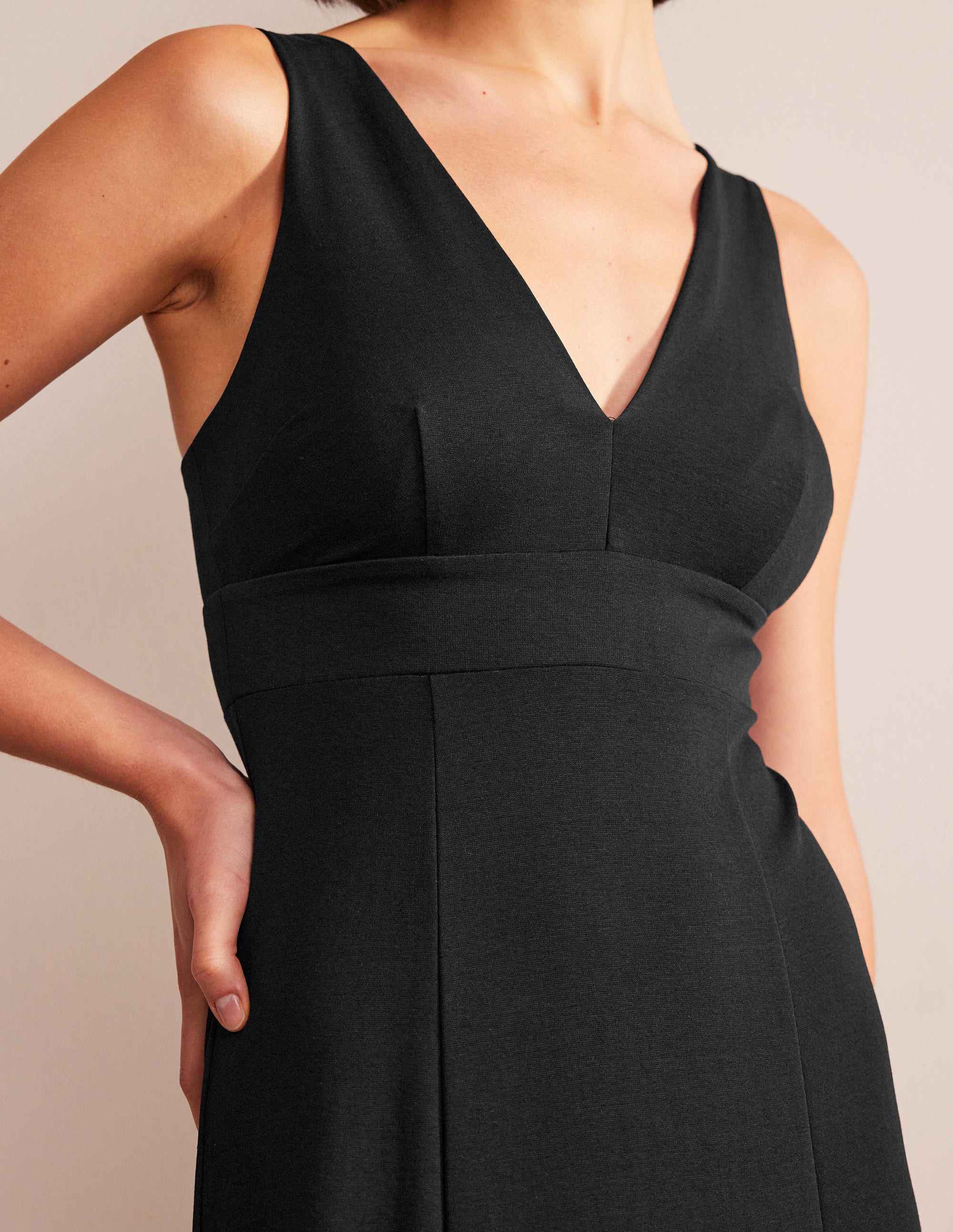 Strappy Back Jersey Midi Dress-Black - Image 2
