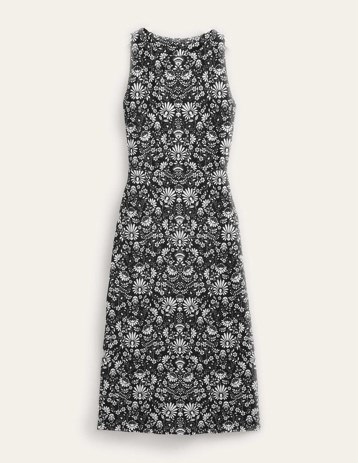 Jersey Column Midi Dress-Black, Gardenia Sprig - Image 5