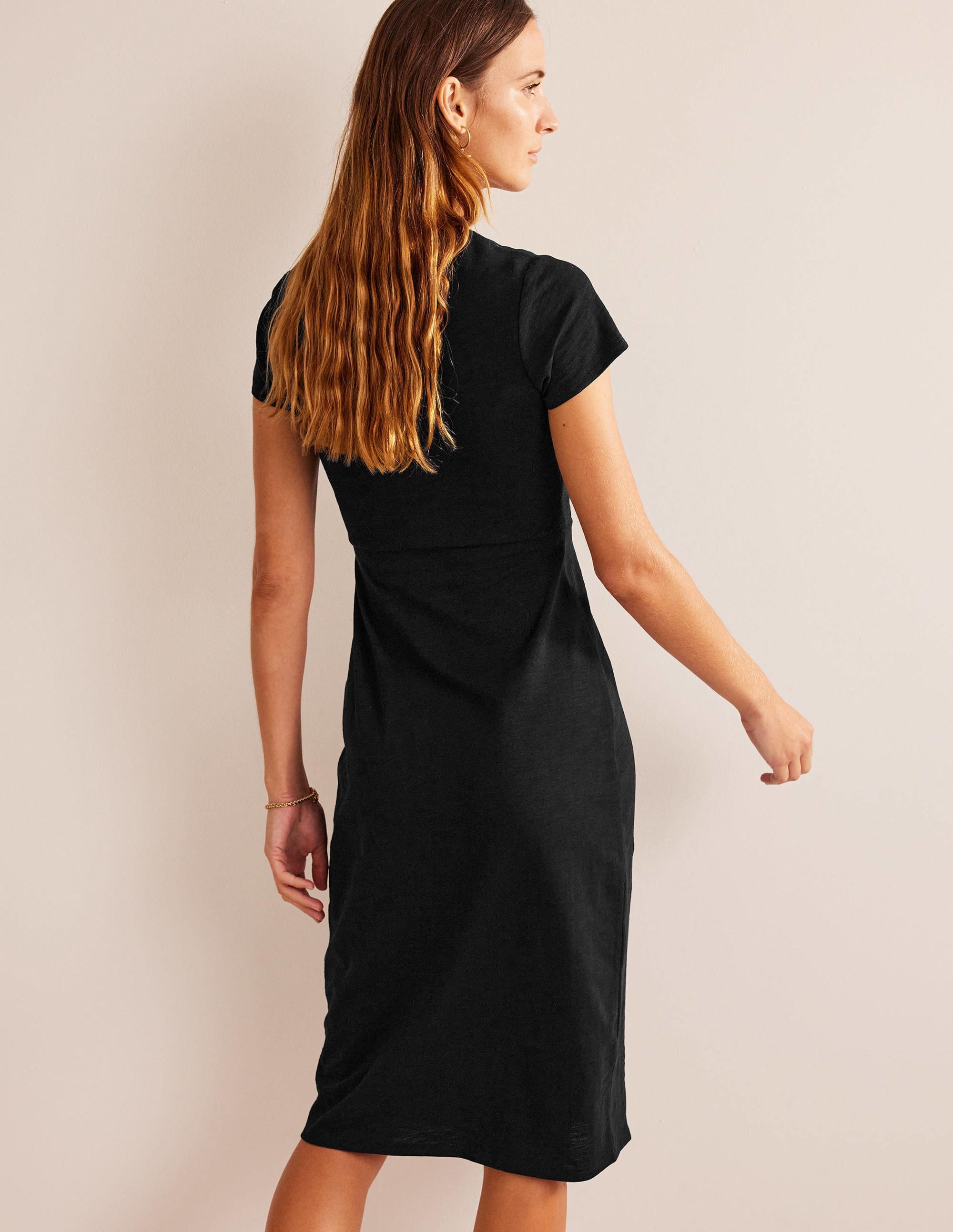 Jersey Column Midi Dress-Black - Image 3