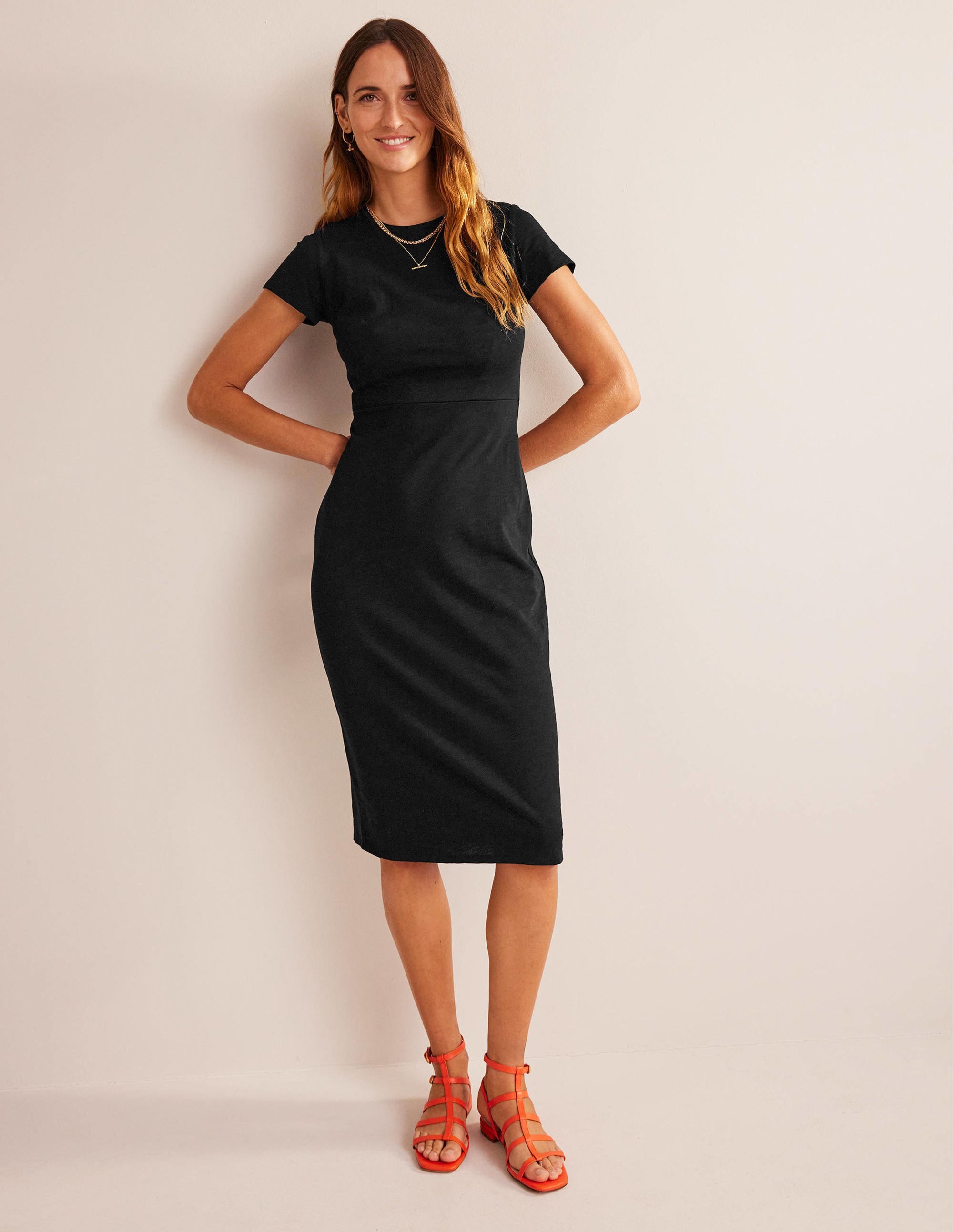 Jersey Column Midi Dress-Black - Image 4