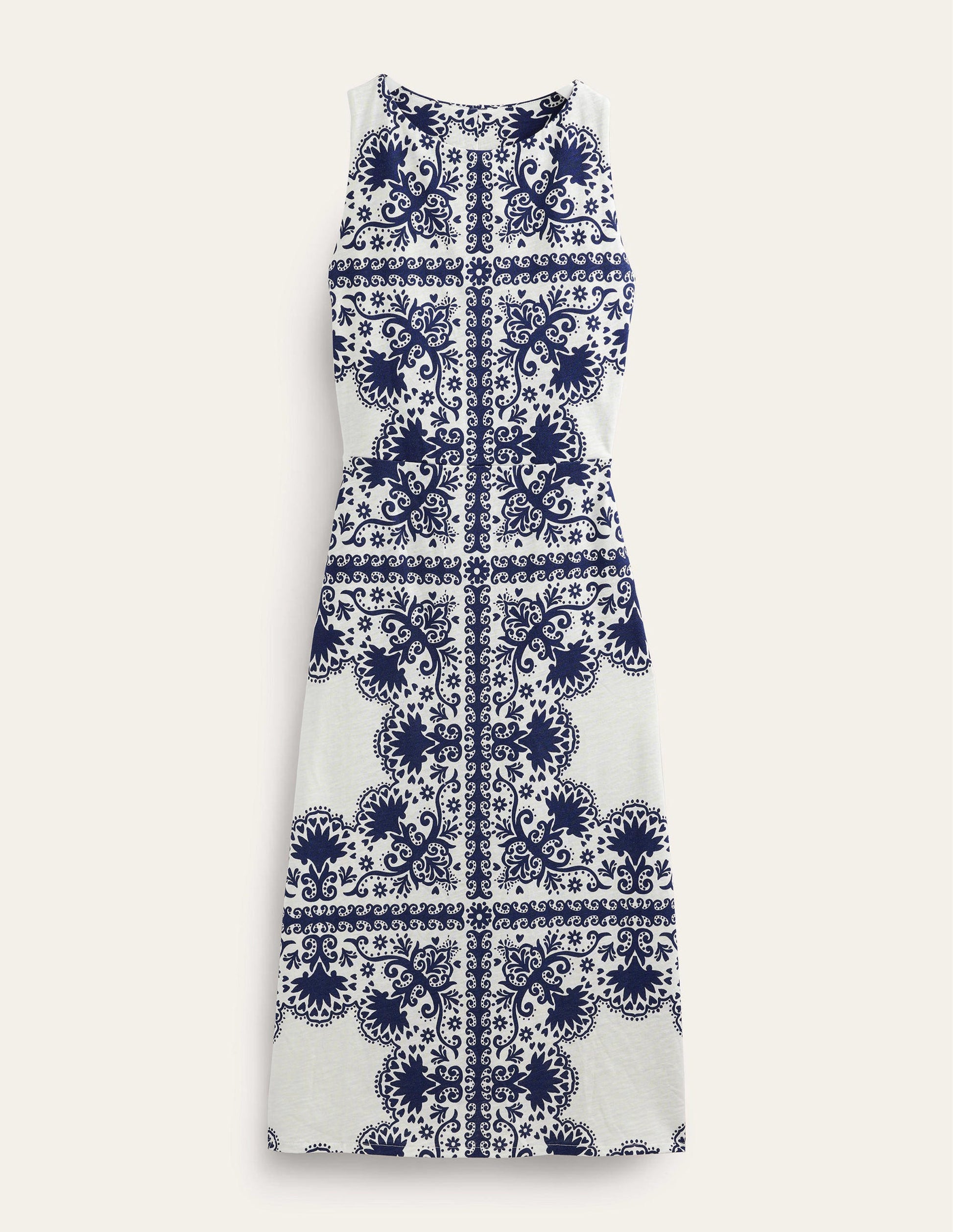 Jersey Column Midi Dress-Navy, Floweret Placement-5