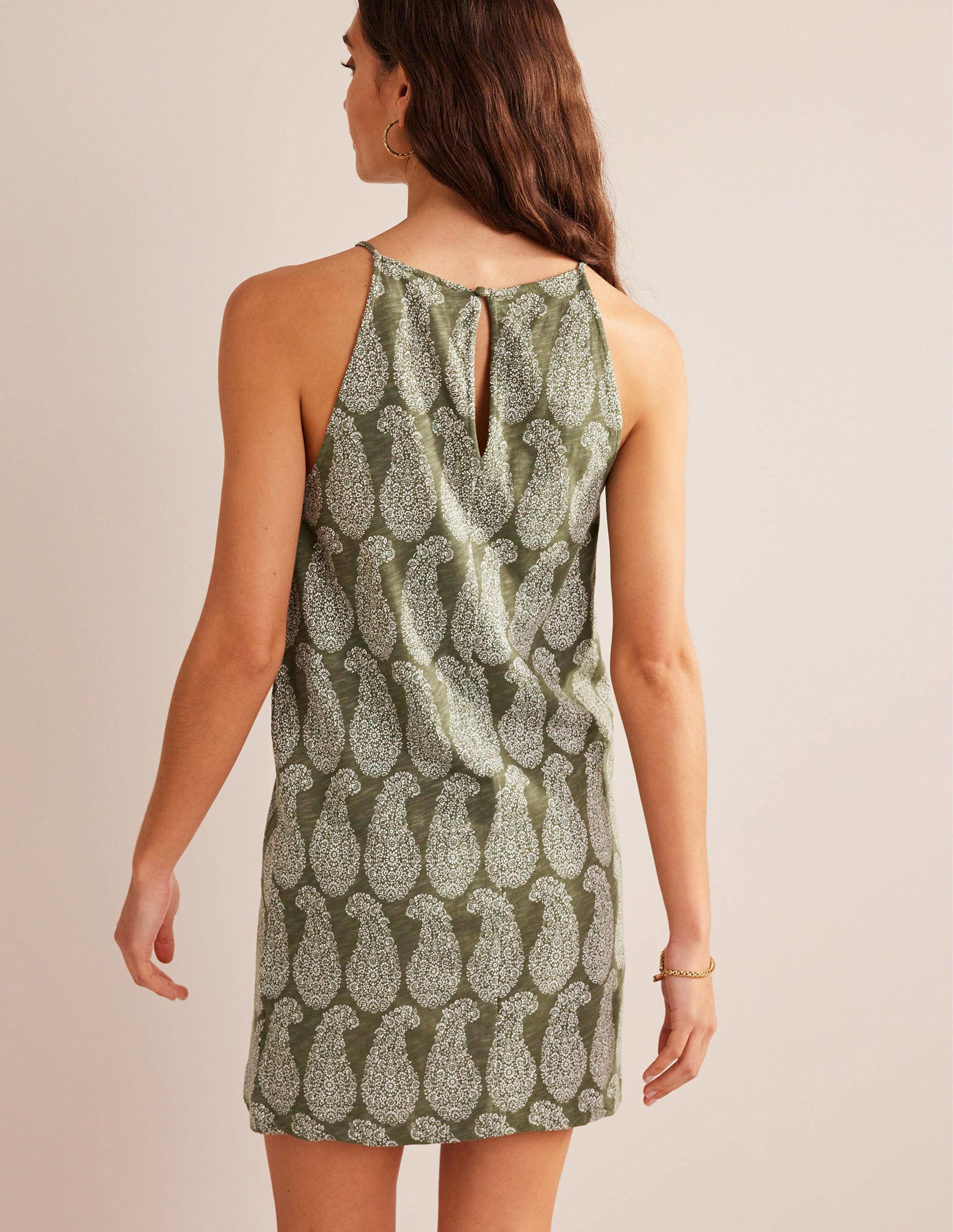 Racer Neck Jersey Mini Dress-Spruce, Sweet Paisley-3