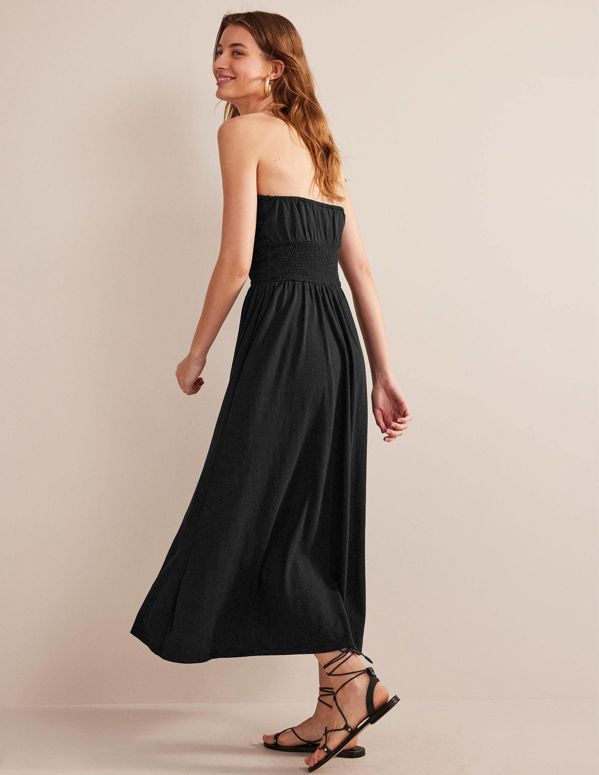 Twist Front Jersey Midi Dress-Black - Image 3