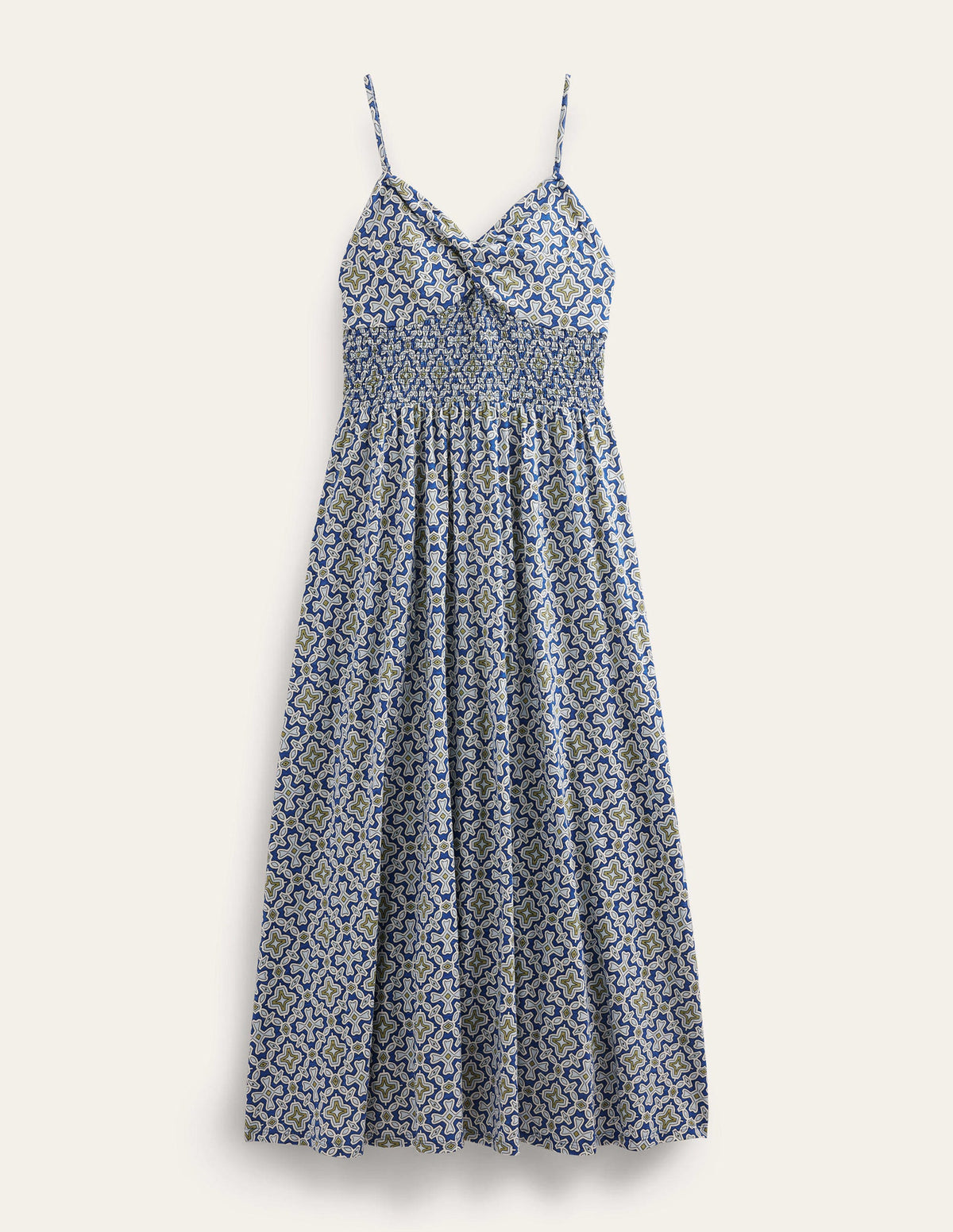 Twist Front Jersey Midi Dress-Blue Heron, Flora Tile-5