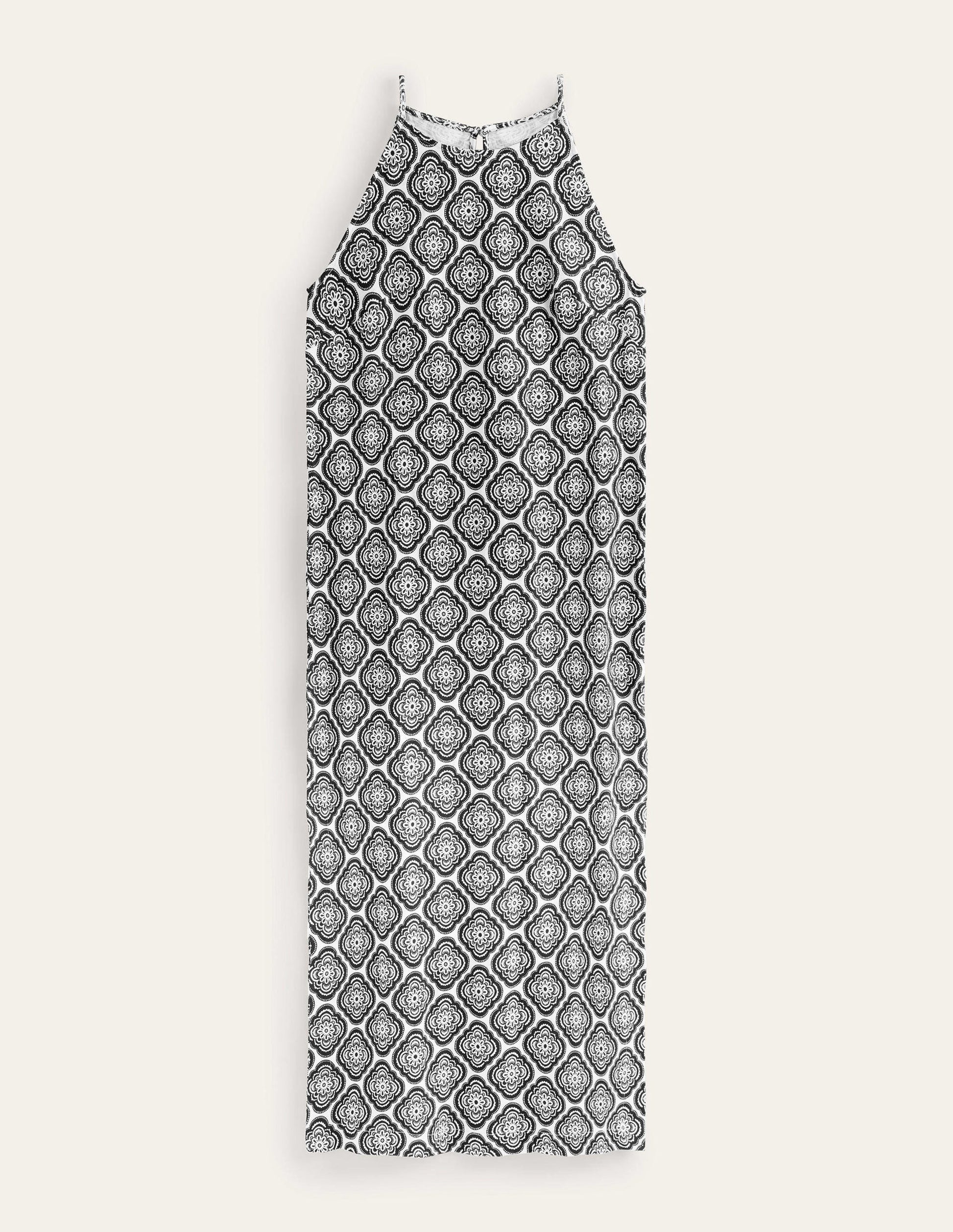 Racer Neck Jersey Midi Dress-Black, Botanic Blush-6