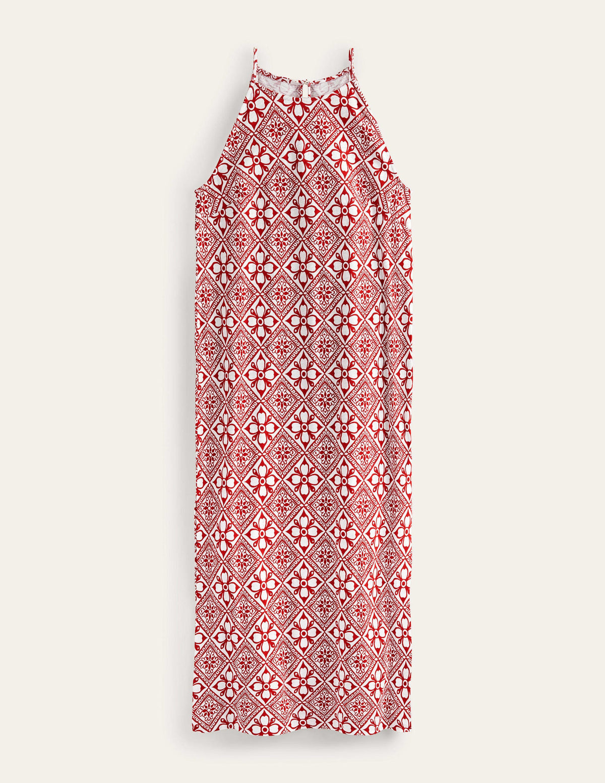 Racer Neck Jersey Midi Dress-Poinsettia, Block Pome-5