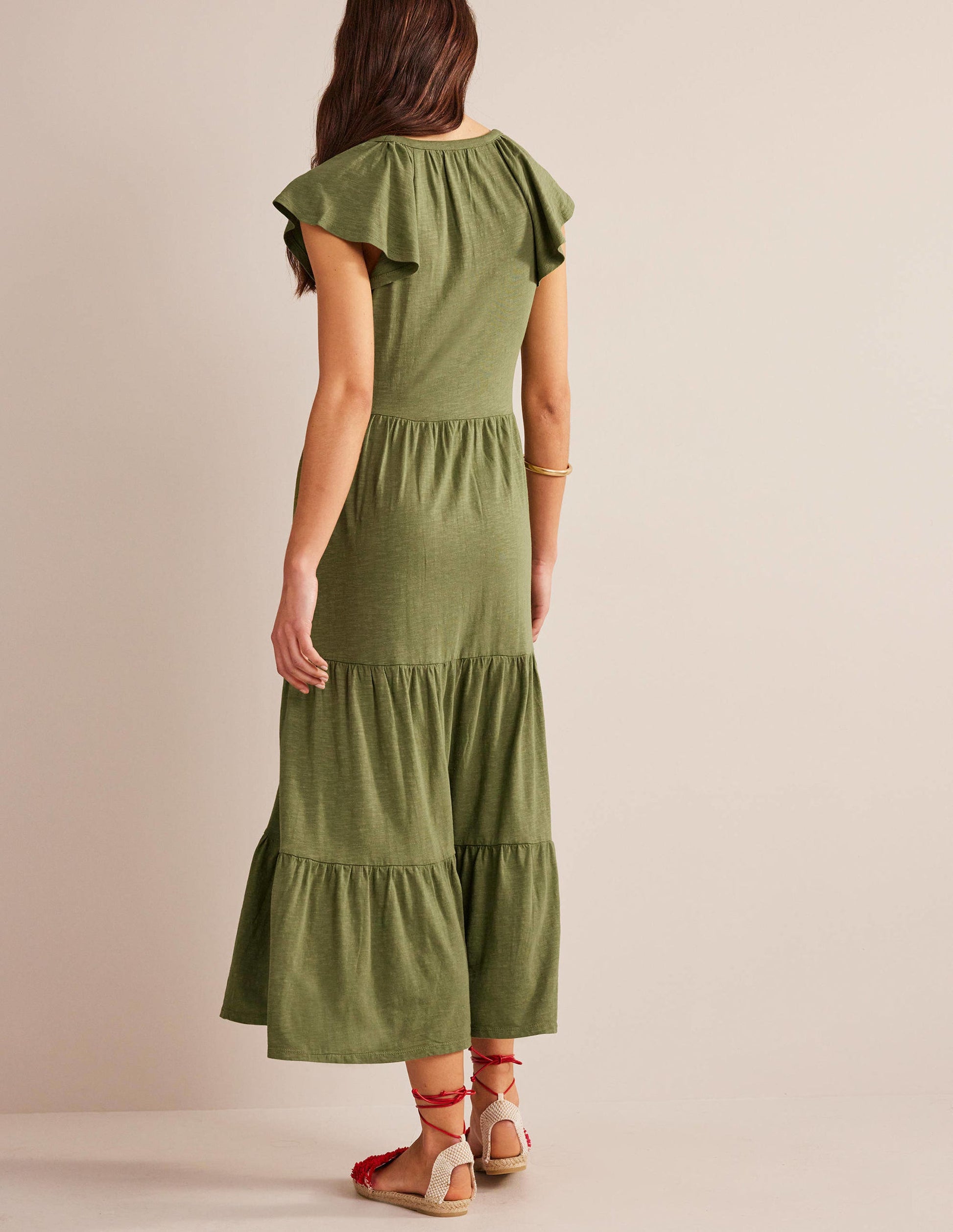 Tiered Jersey Midi Dress-Washed Khaki-3