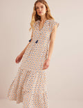 Tiered Jersey Midi Dress-Dorset Cream, Geo Diamond