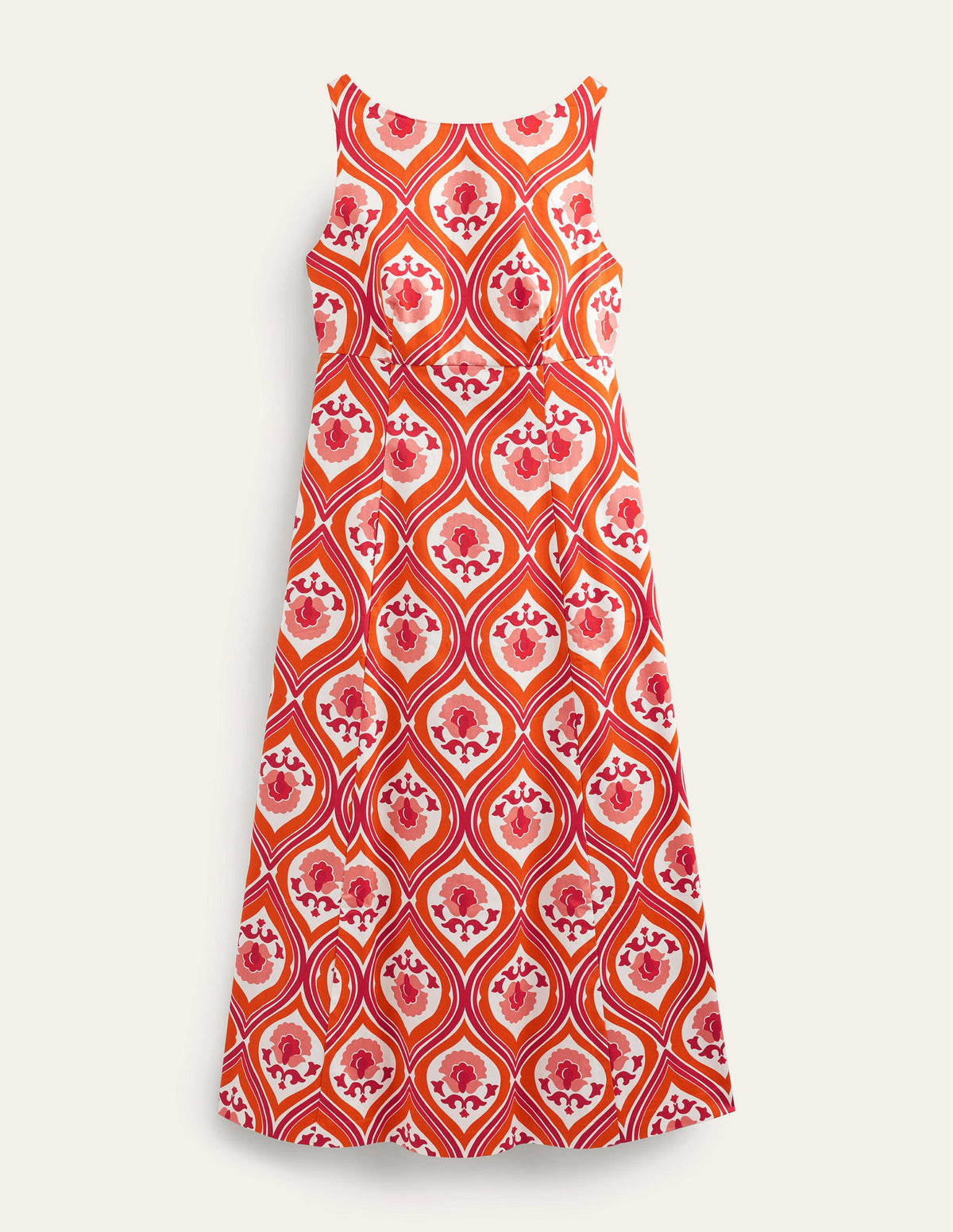 Slash Neck Midi Dress-Kumquat, Geo Cascade - Image 5