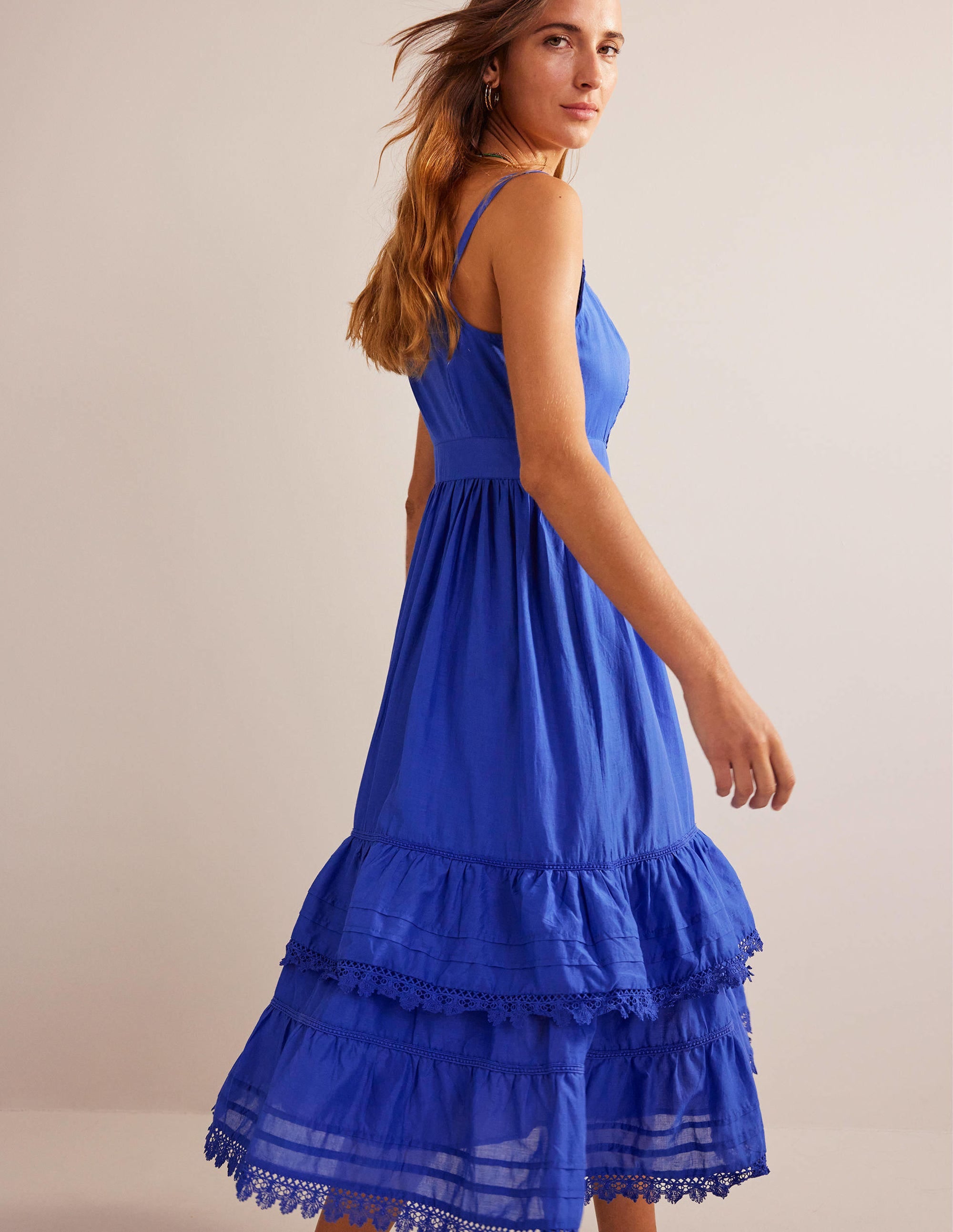 Tiered Trim Midi Dress-Island Sapphire - Image 4