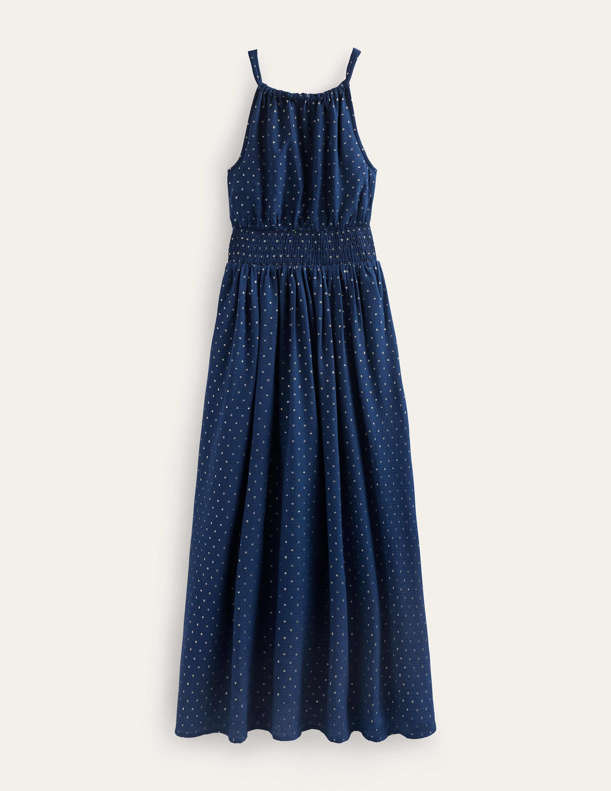 Metallic Detail Maxi Dress-Navy, Gold Clip-5