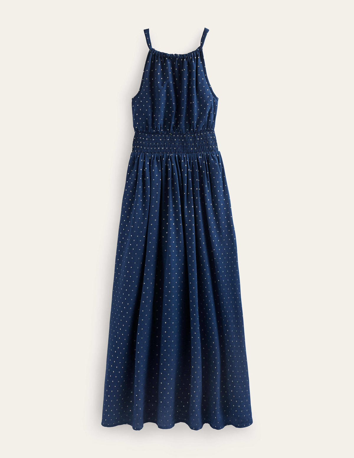 Metallic Detail Maxi Dress-Navy, Gold Clip - Image 5