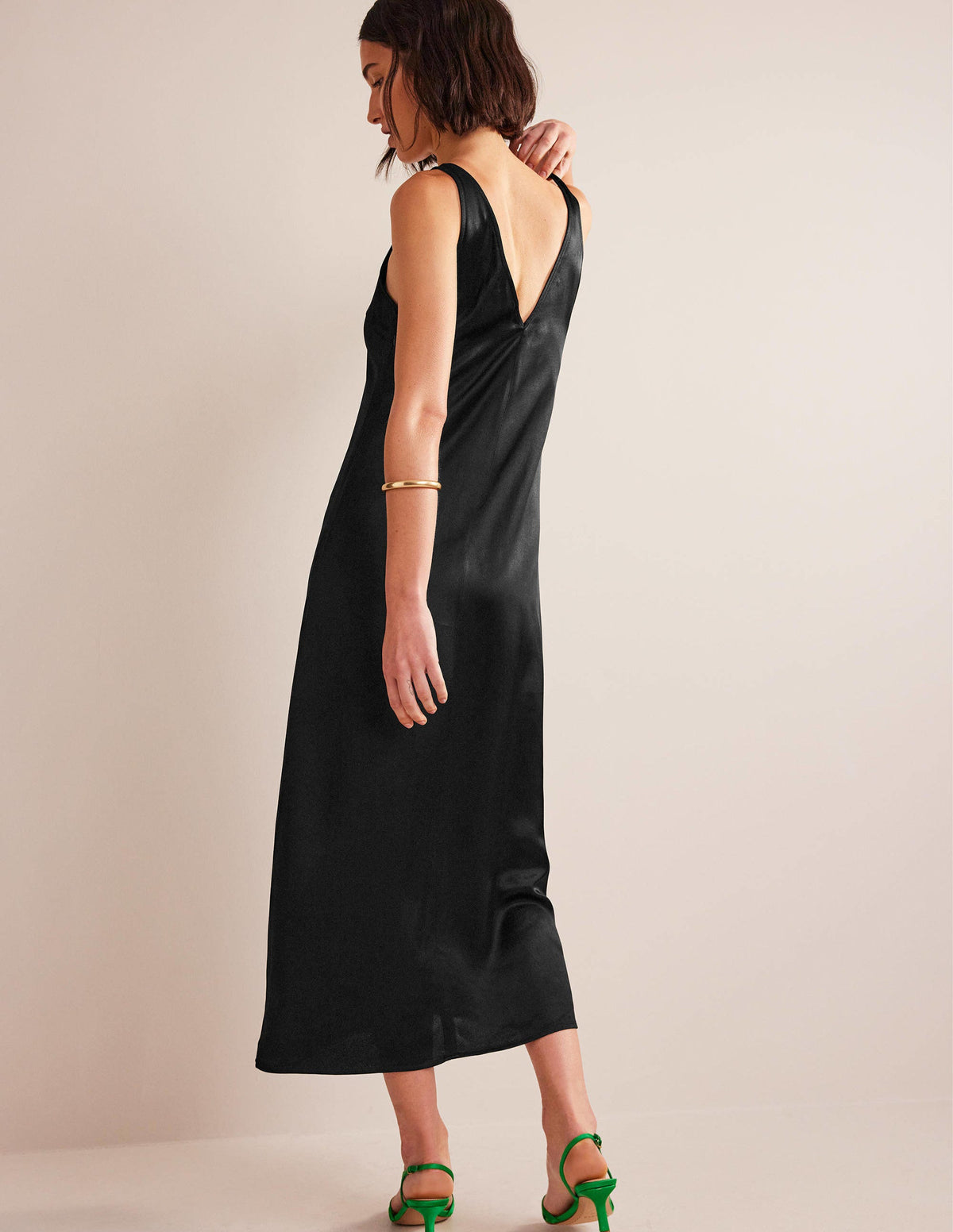 Satin Slip Maxi Dress-Black - Image 3