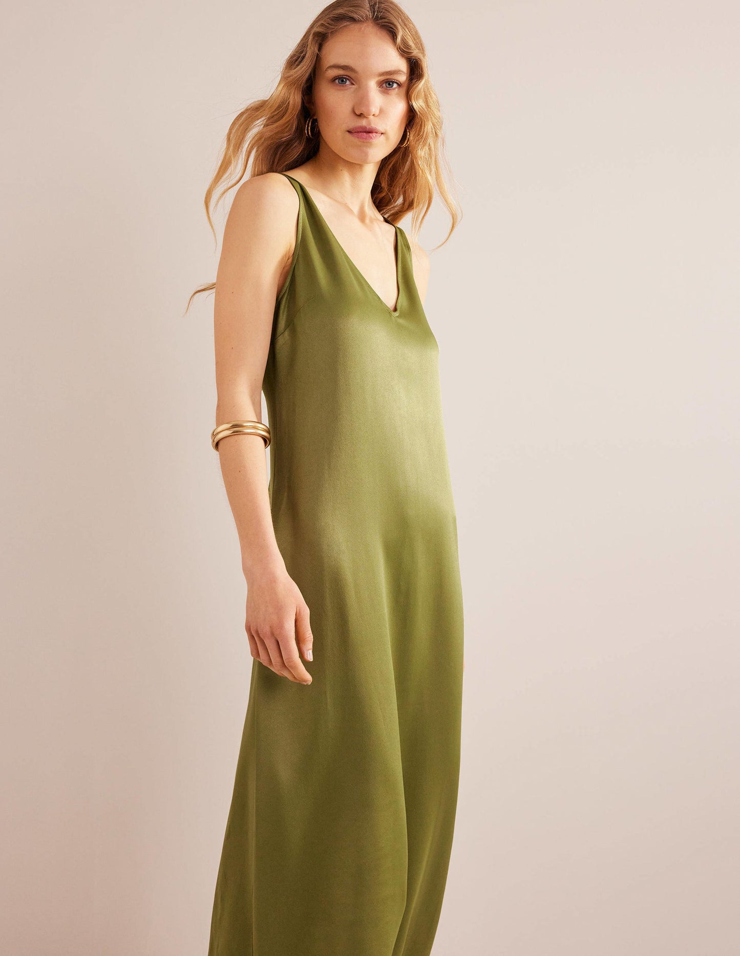 Satin Slip Maxi Dress-Capulet Olive