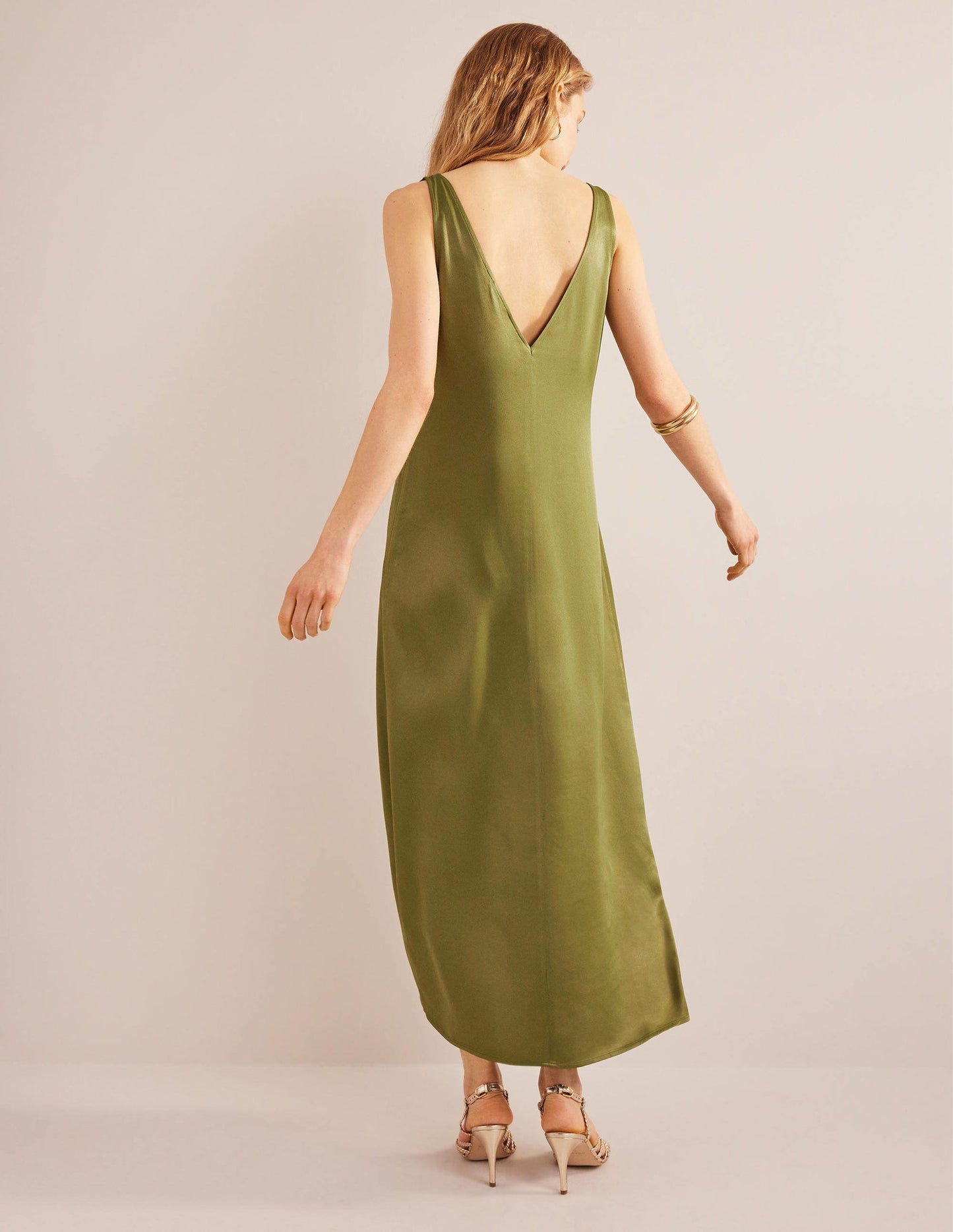 Satin Slip Maxi Dress-Capulet Olive