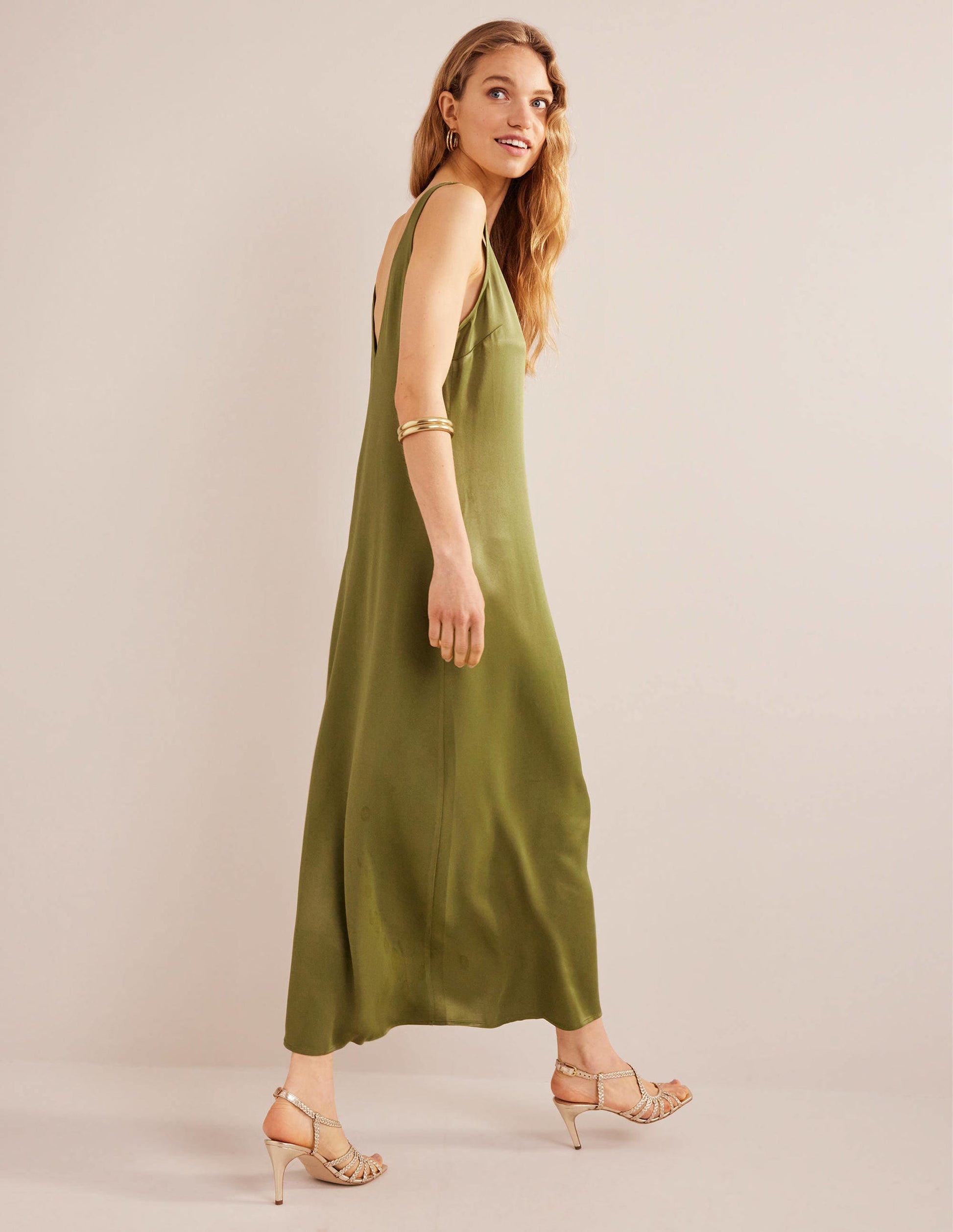 Satin Slip Maxi Dress-Capulet Olive-4