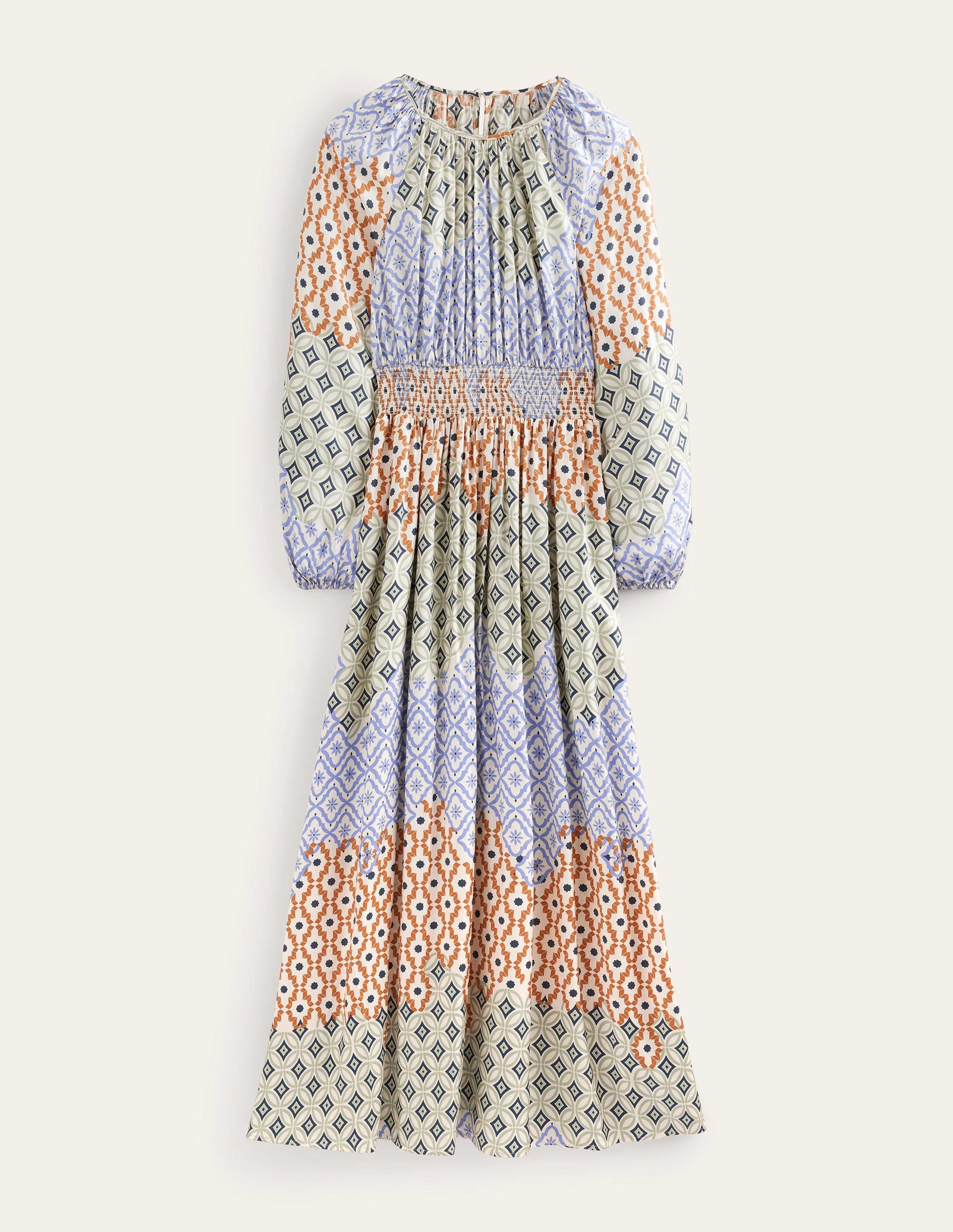 Smocked Waist Maxi Raglan-Multi, Geo Trance - Image 7