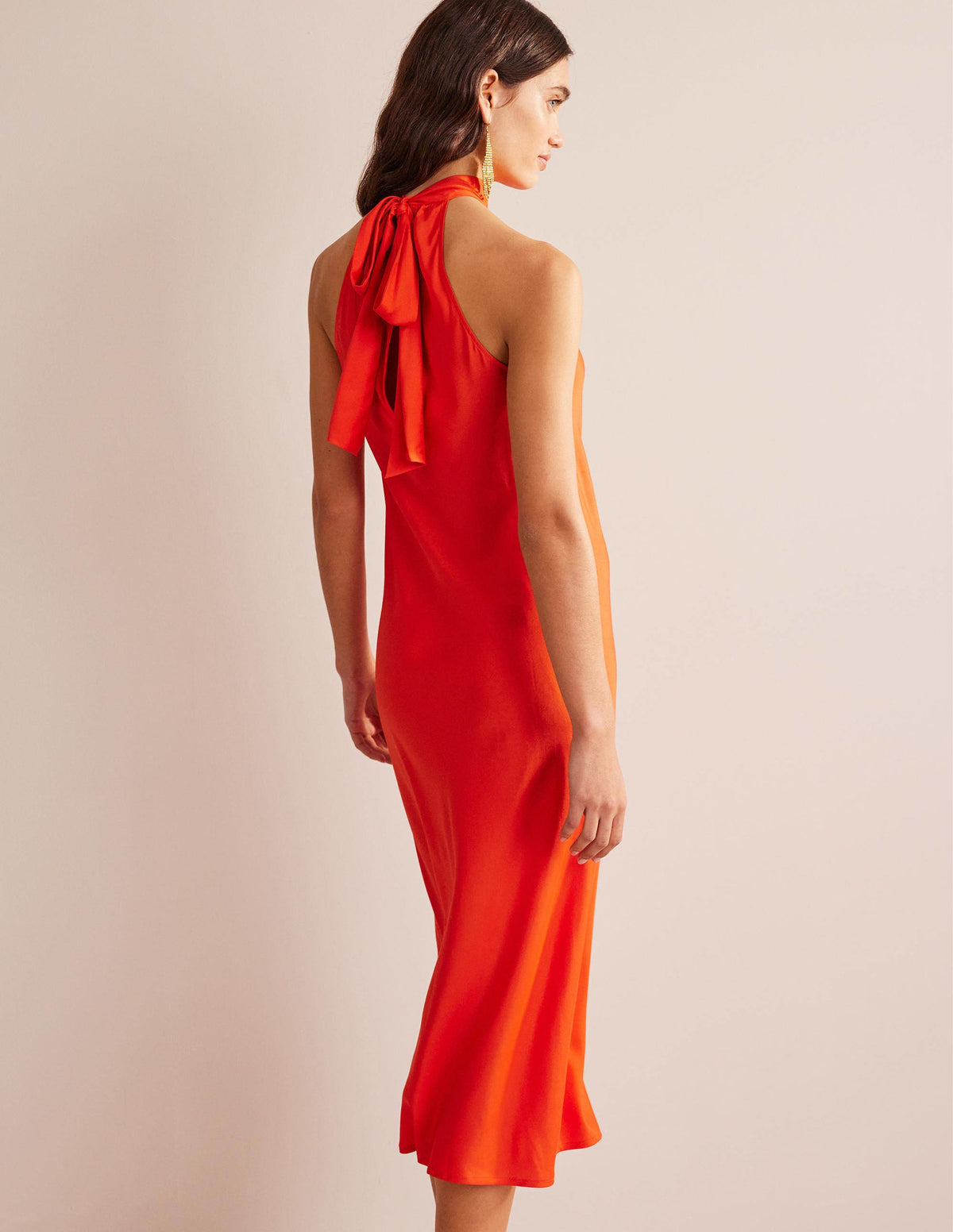 Tie Back Slip Midi Dress-Cherry Tomato-3