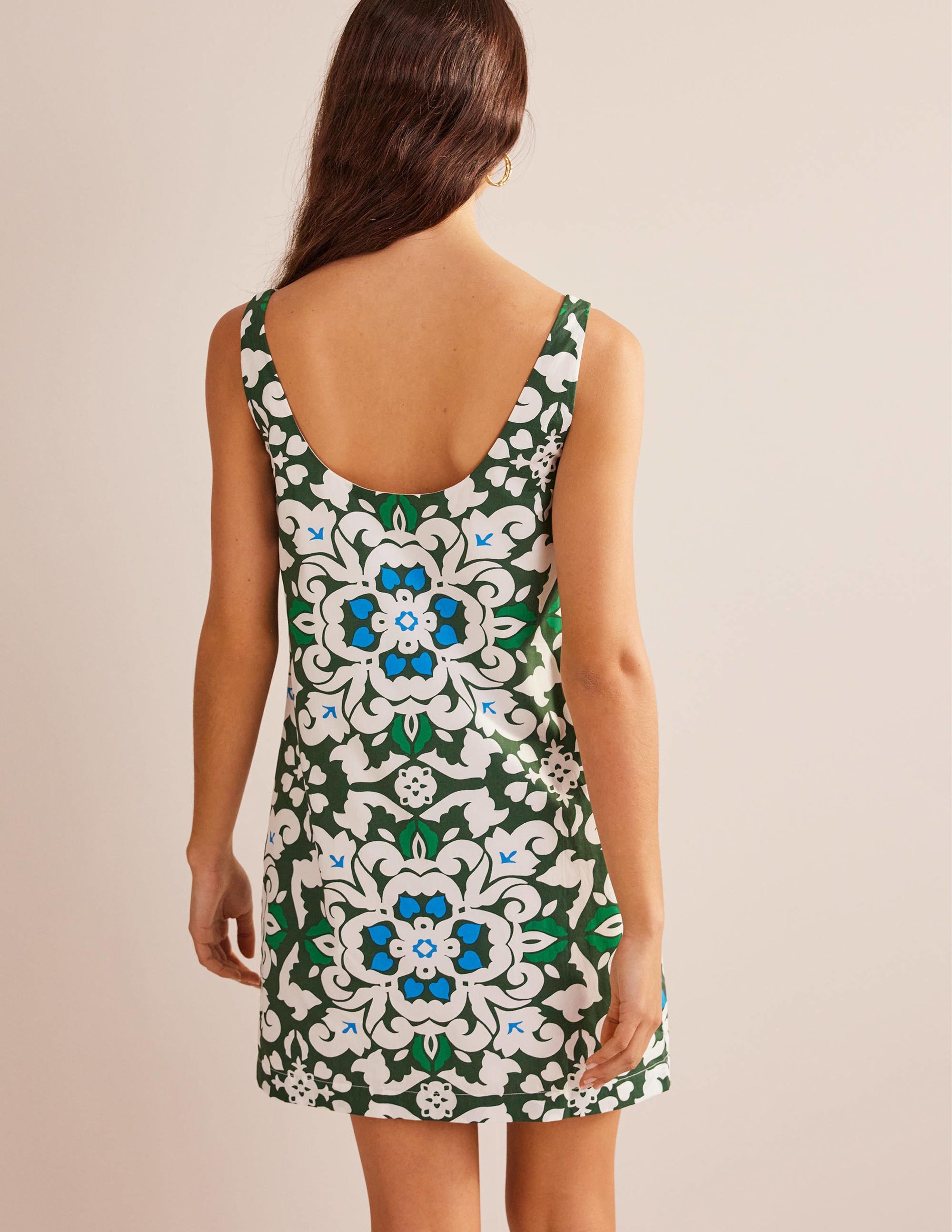 Scoop Neck Shift Dress-Trekking Green, Opulent Pome - Image 3