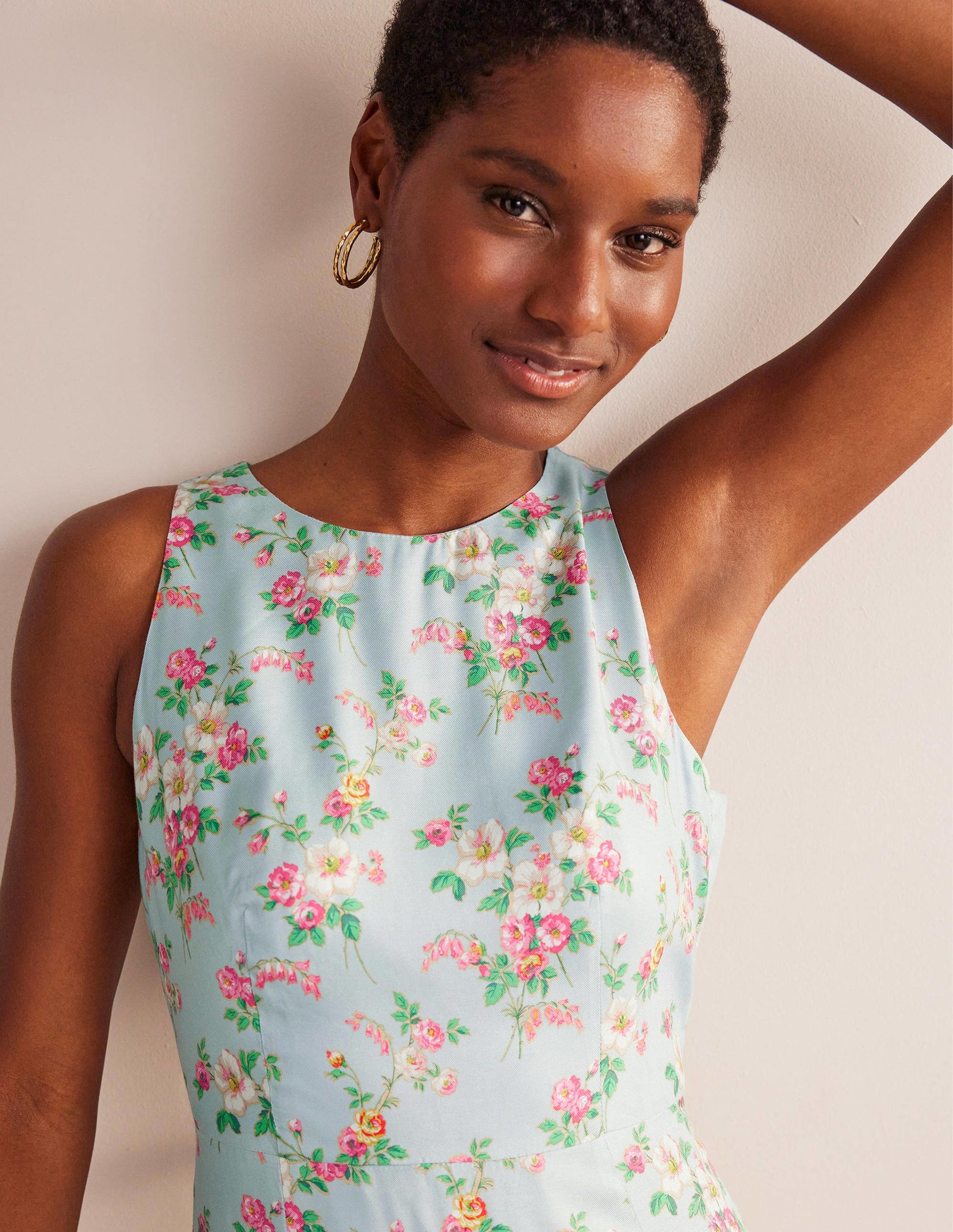 Fit-and-Flare Midi Dress-Pale Green, Vintage Floral-2