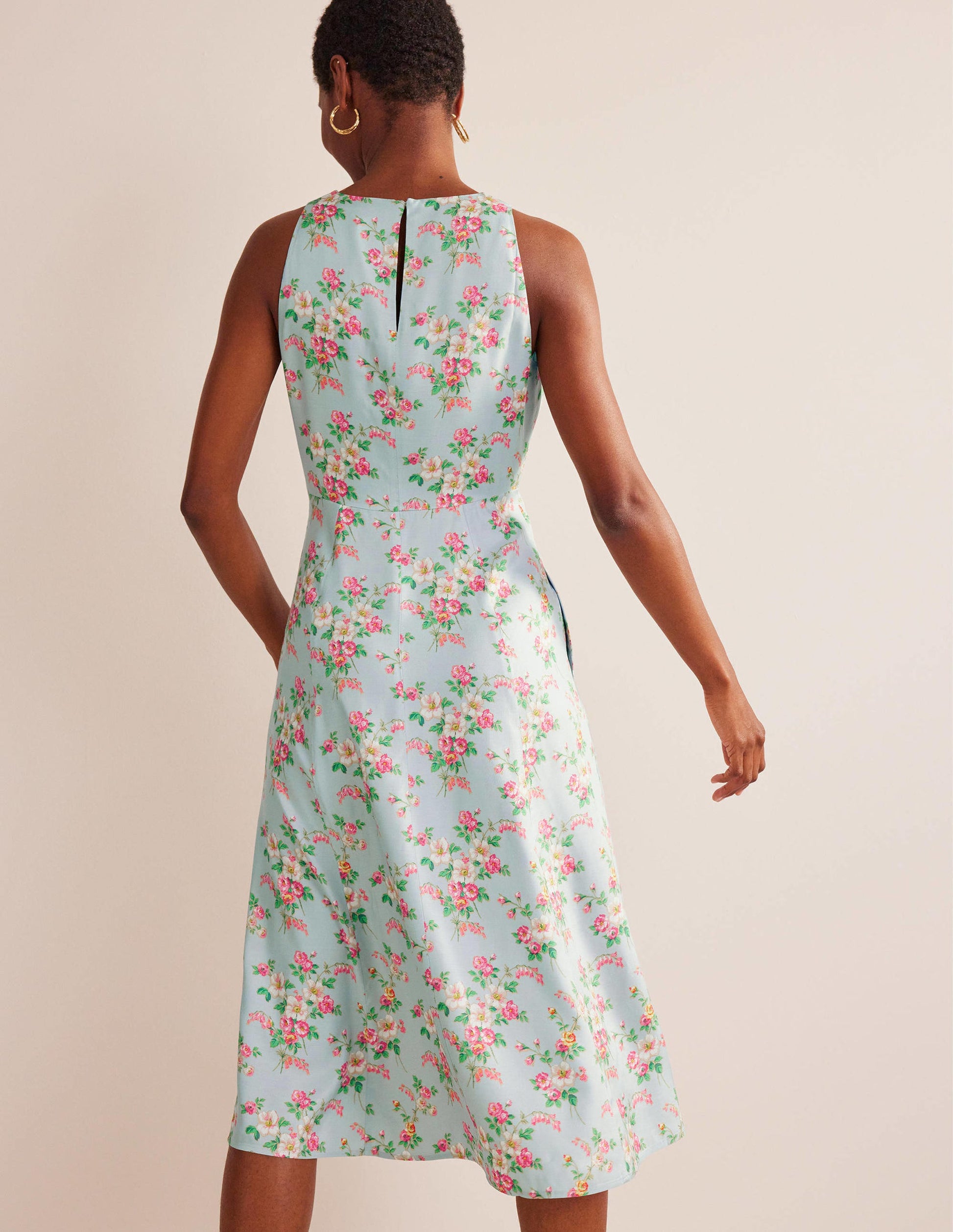 Fit-and-Flare Midi Dress-Pale Green, Vintage Floral-3