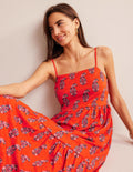Strappy Jersey Midi Dress-Blood Orange, Sweet Paisley