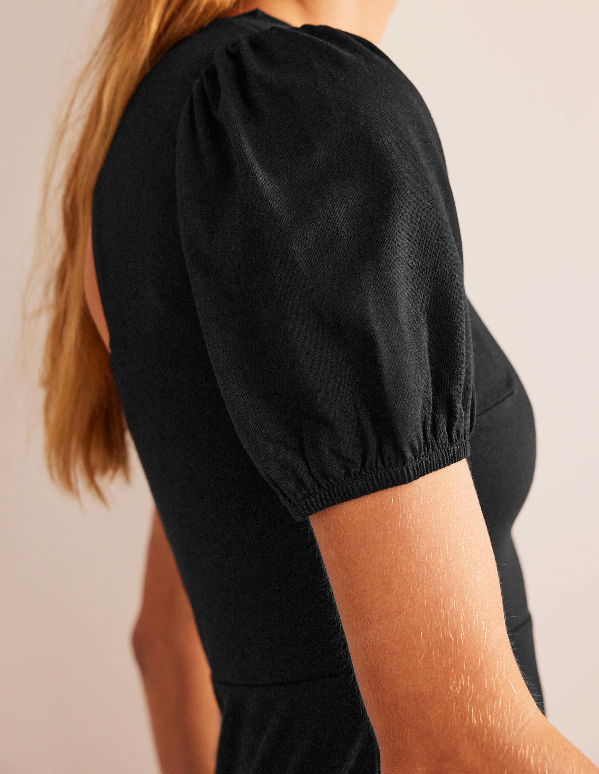 Back Detail Jersey Midi Dress-Black - Image 3