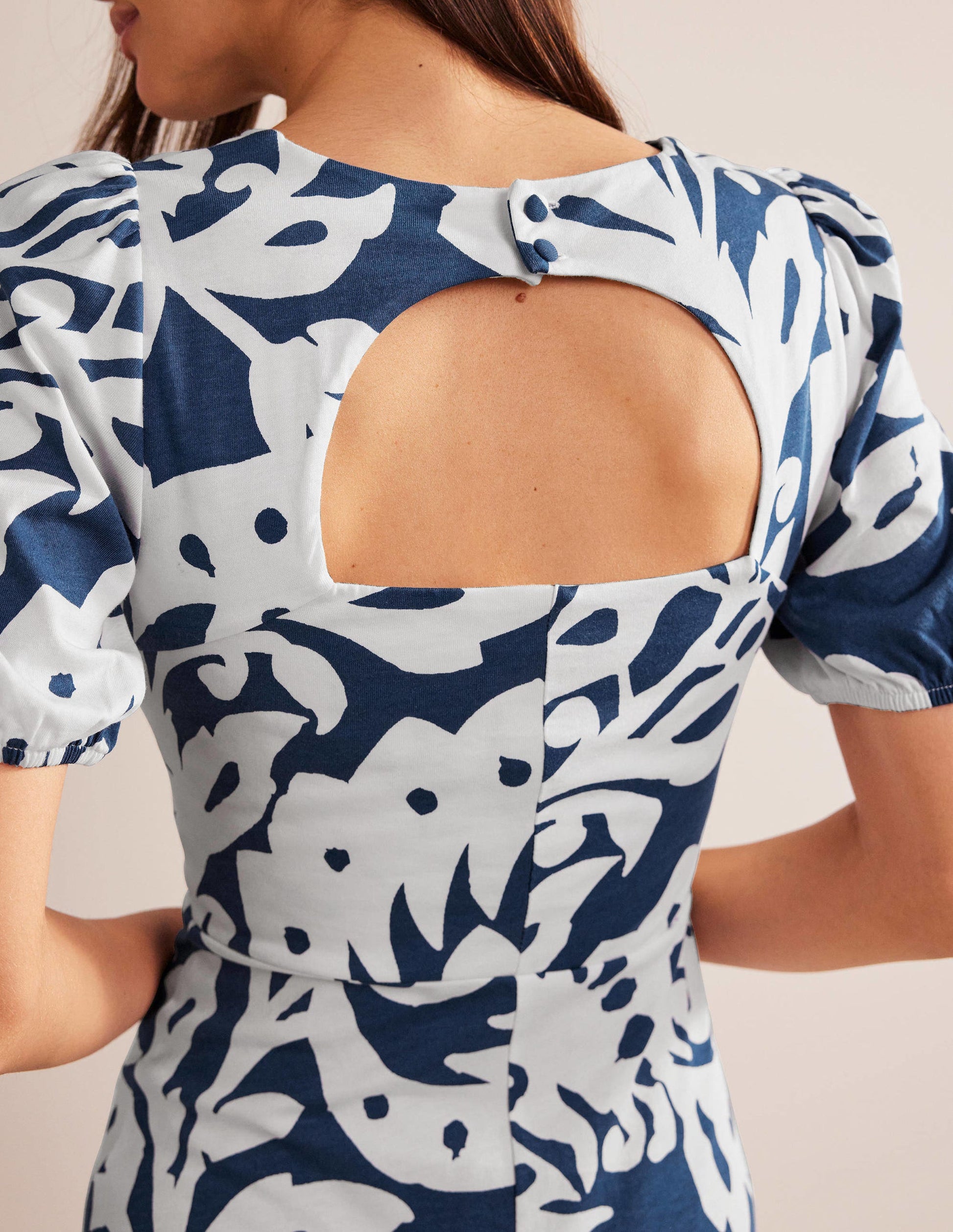 Back Detail Jersey Midi Dress-Sapphire, Oak Terrace-2