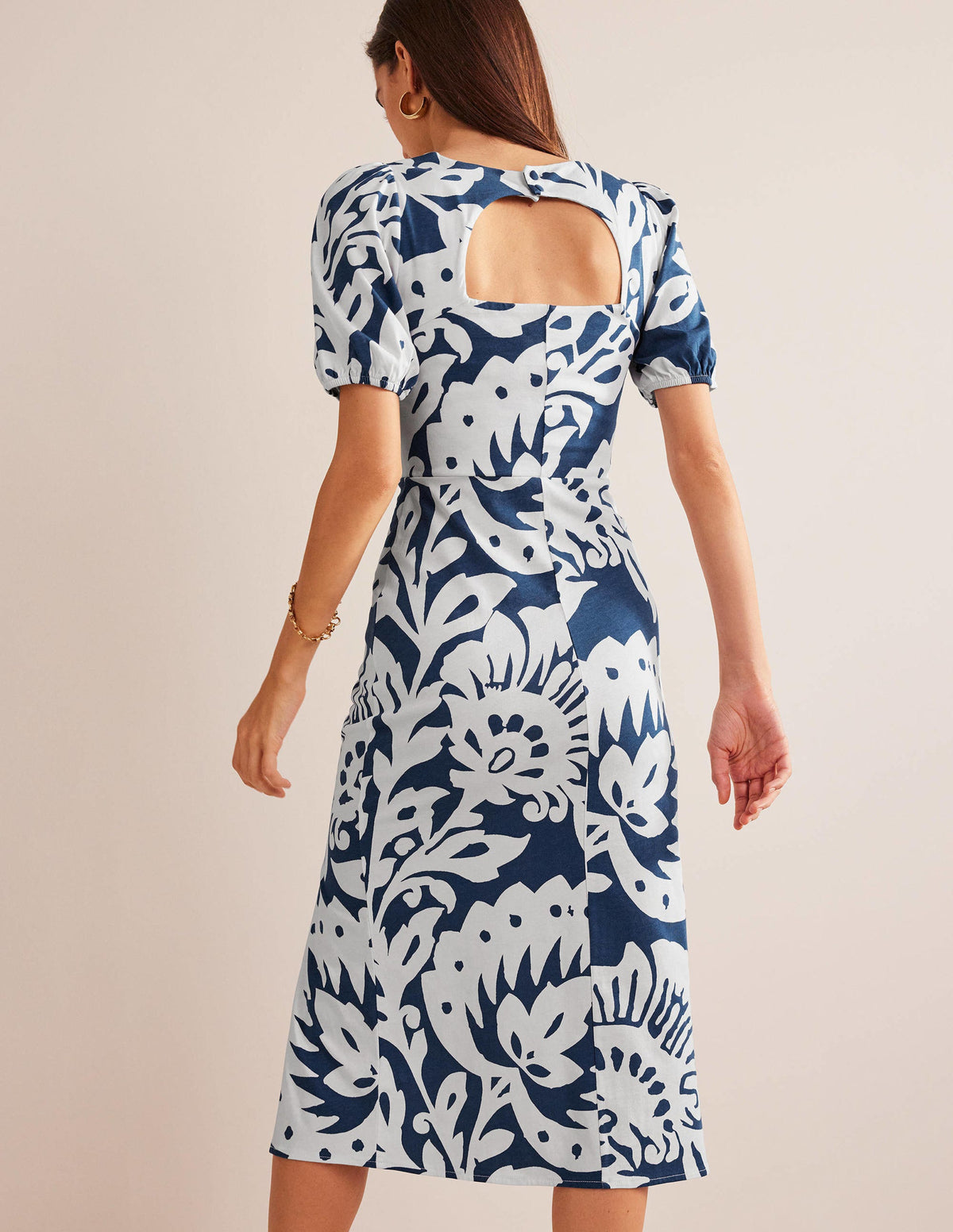 Back Detail Jersey Midi Dress-Sapphire, Oak Terrace - Image 3