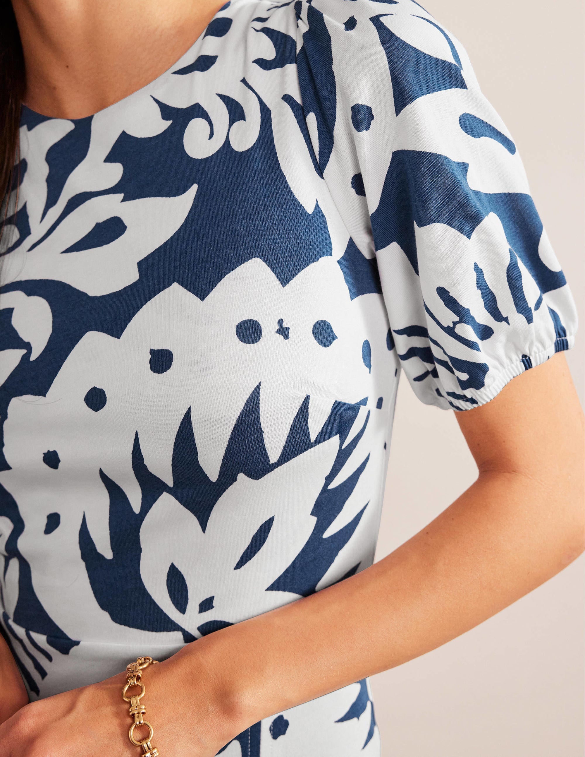 Back Detail Jersey Midi Dress-Sapphire, Oak Terrace - Image 4
