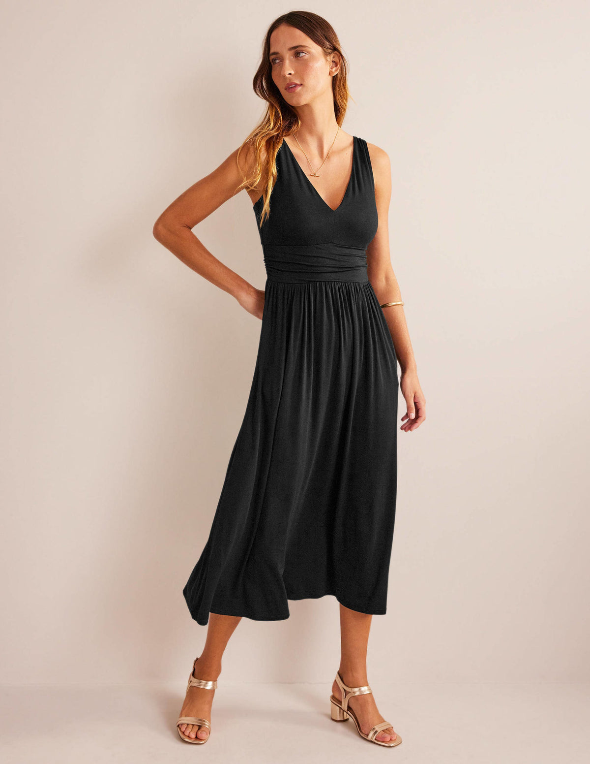 Sleeveless Jersey Maxi Dress-Black - Image 1